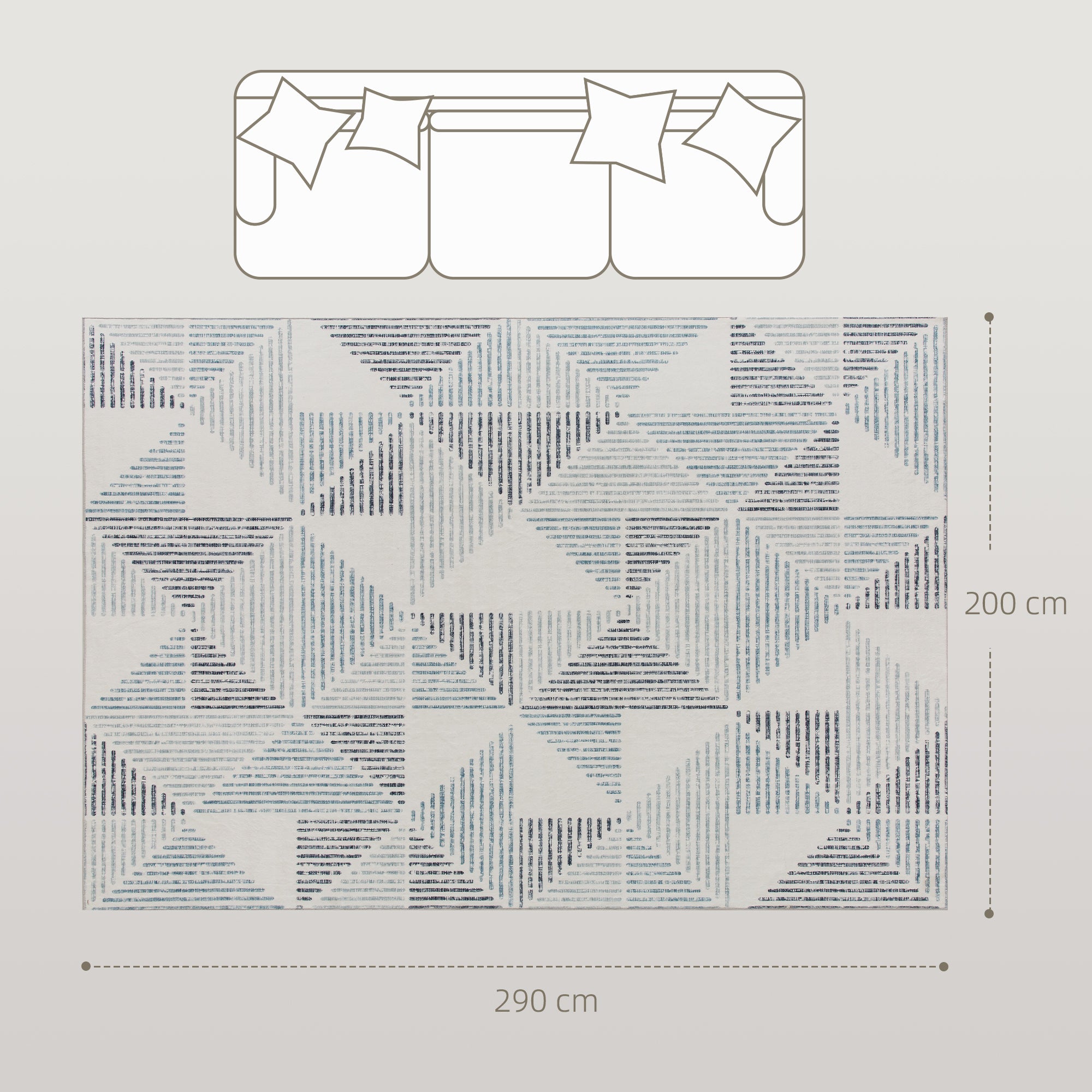 HOMCOM Modern Area Rug, Geometric Pattern Non-Slip Washable Rug, Soft Floor Carpet for Living Room, Bedroom, Dining Room, Home Office, 290 x 200 cm, Multi-Coloured