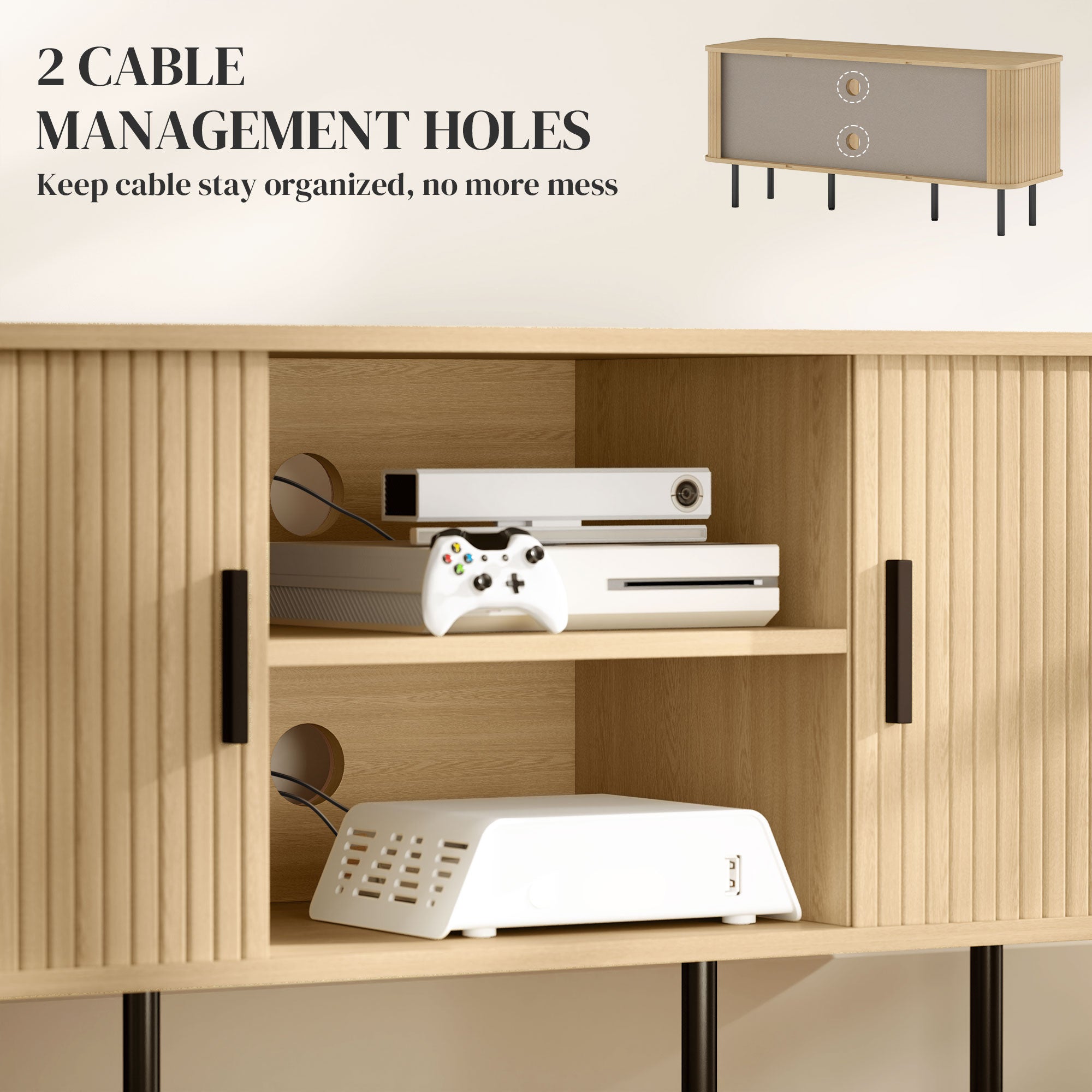 HOMCOM TV Stand Cabinet for TVs up to 55 Inches, TV Unit with Storage Shelves and Cupboard for Living Room, Oak Tone