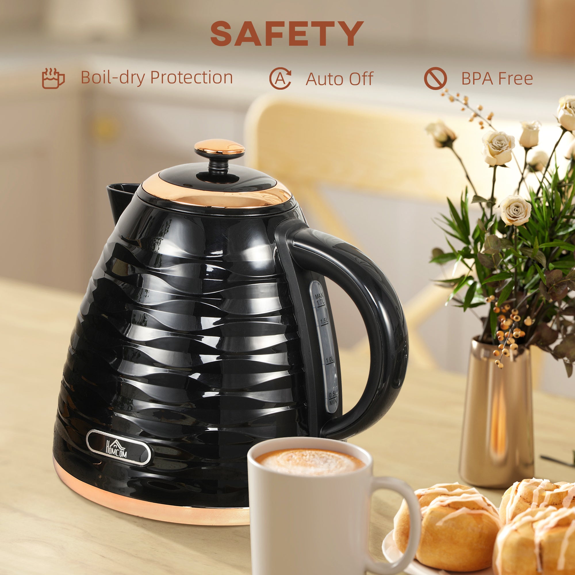HOMCOM 3kW Rapid Boil Honeycomb Kettle - Black