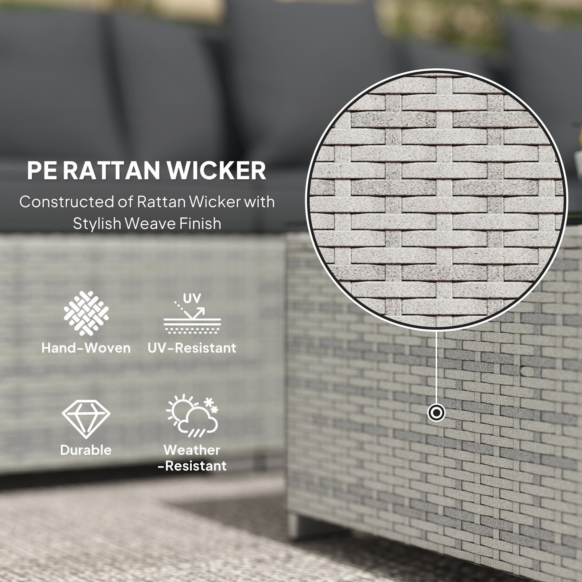 Outsunny 6 Pieces Rattan Corner Sofa Set - Mixed Grey
