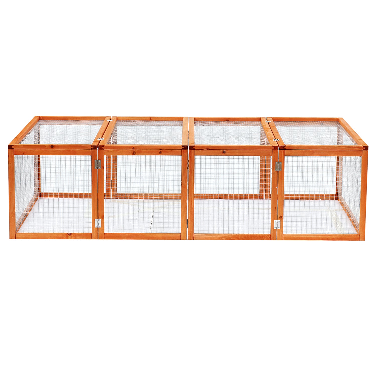 PawHut Wooden Rabbit Hutch Cage 6ft with Wire Mesh, Openable Roof, Play Space for Outdoor, Natural Wood Finish