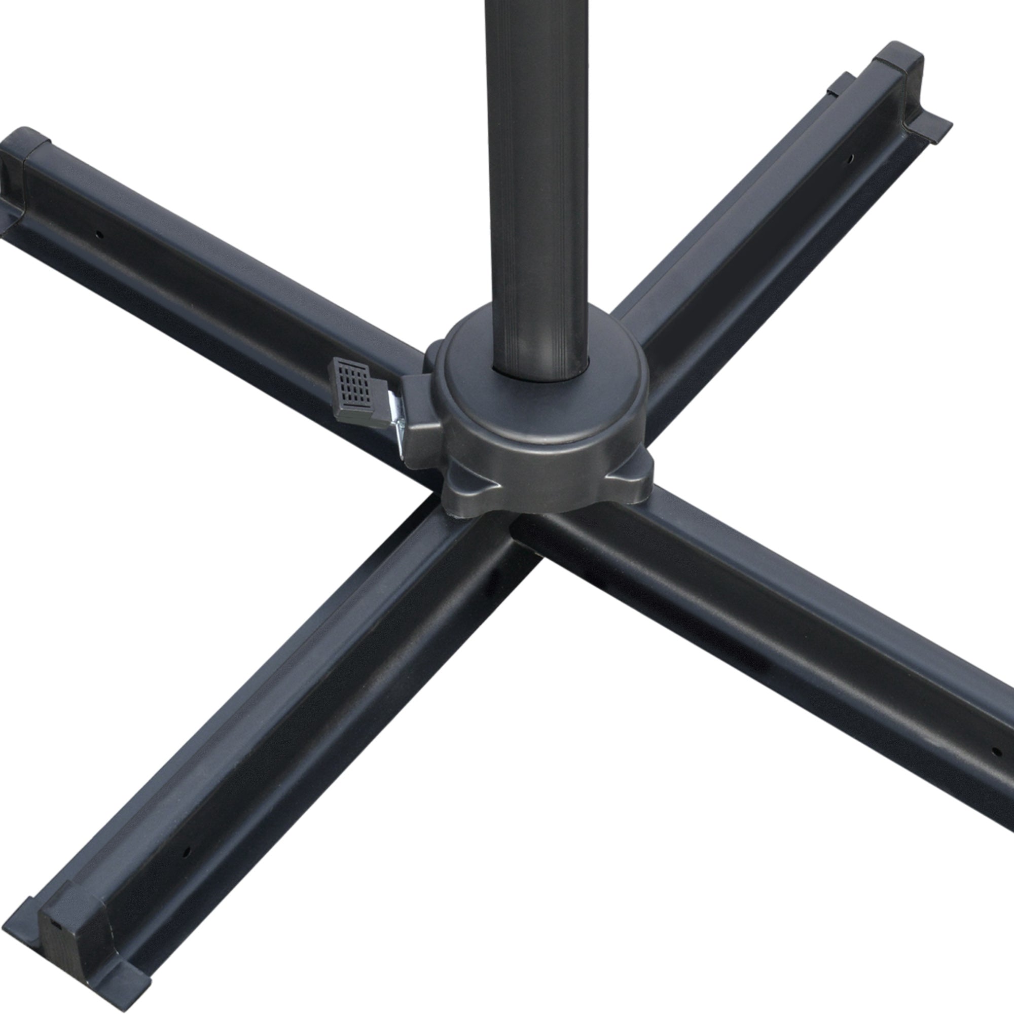 Outsunny 2.7 x 2.7 m Cantilever Parasol, Square Overhanging Umbrella with Cross Base, Crank Handle, Tilt, 360\'c2\'b0 Rotation and Aluminium Frame, Dark Grey