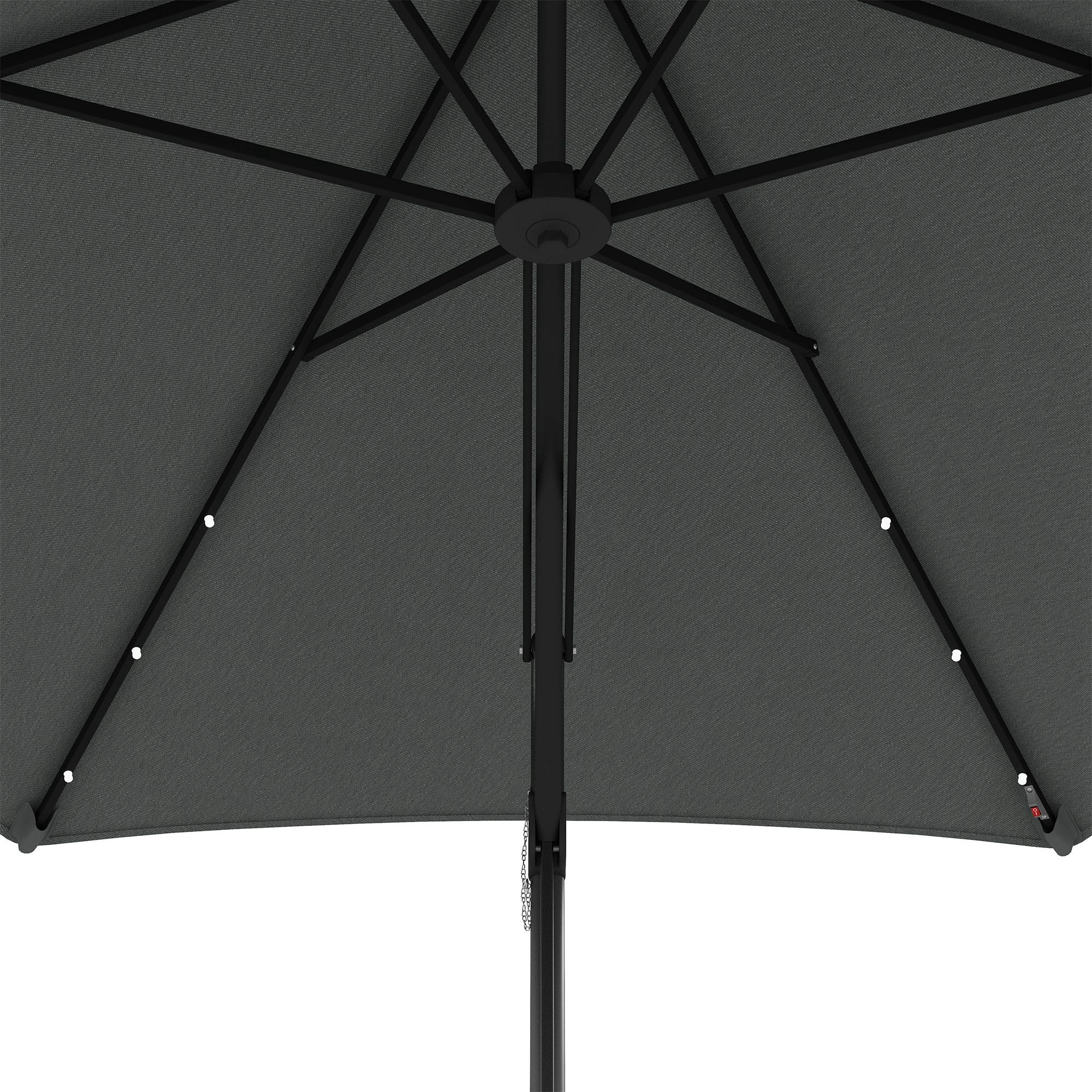 Outsunny 3m LED Parasol Umbrella, with Base and Cover - Grey