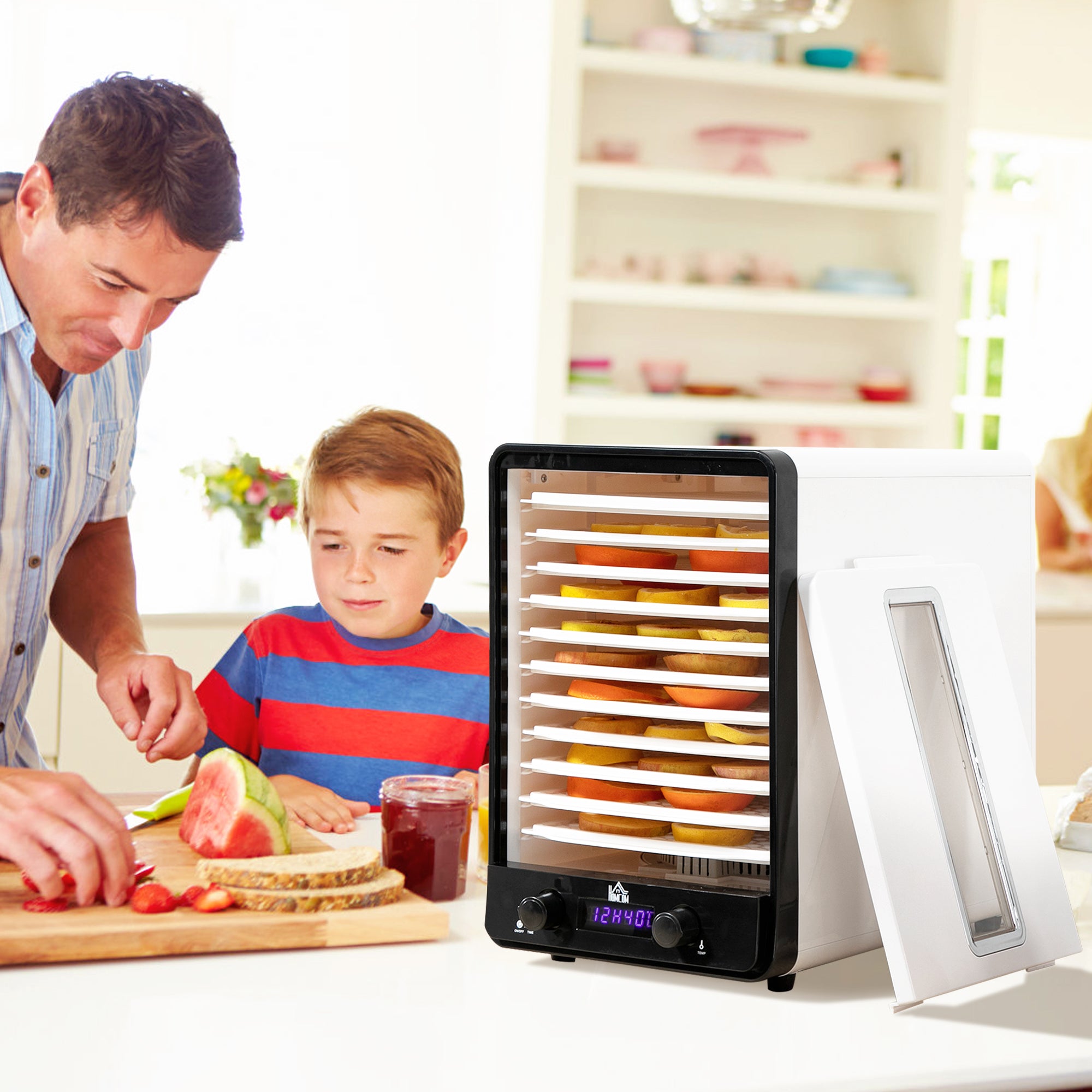 HOMCOM 11-Tray Food Dehydrator, 40-70\'e2\'84\'83 Temperature and Timer