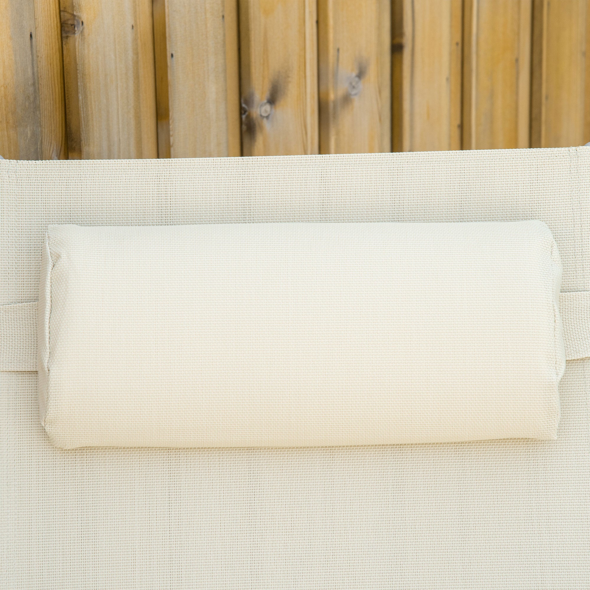 Outsunny Steel Fabric Sun Lounger Outdoor Folding Chaise Lounge Chair Recliner with Portable Design & 7 Adjustable Backrest Positions - Beige