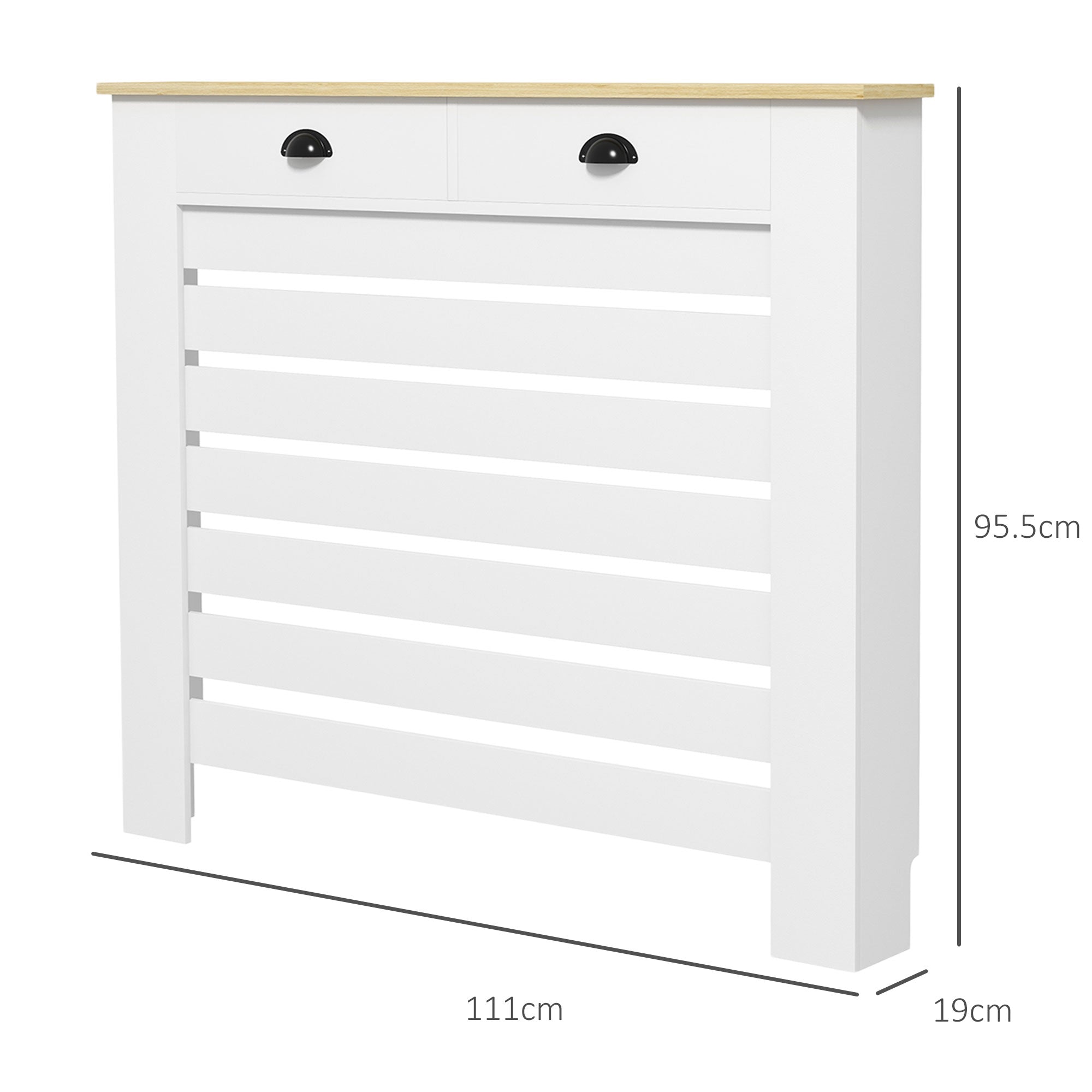 HOMCOM 95.5H x 111Wcm Radiator Cover, with Drawer - White