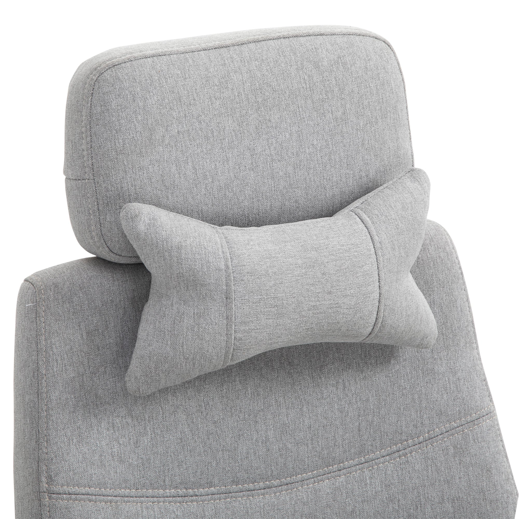 Vinsetto Office Chair, Ergonomic Desk Chair, High Back Fabric Work Chair with 160\'c2\'b0 Reclining Backrest, Retractable Footrest, Neck and Lumbar Pillow for Home and Study, Grey