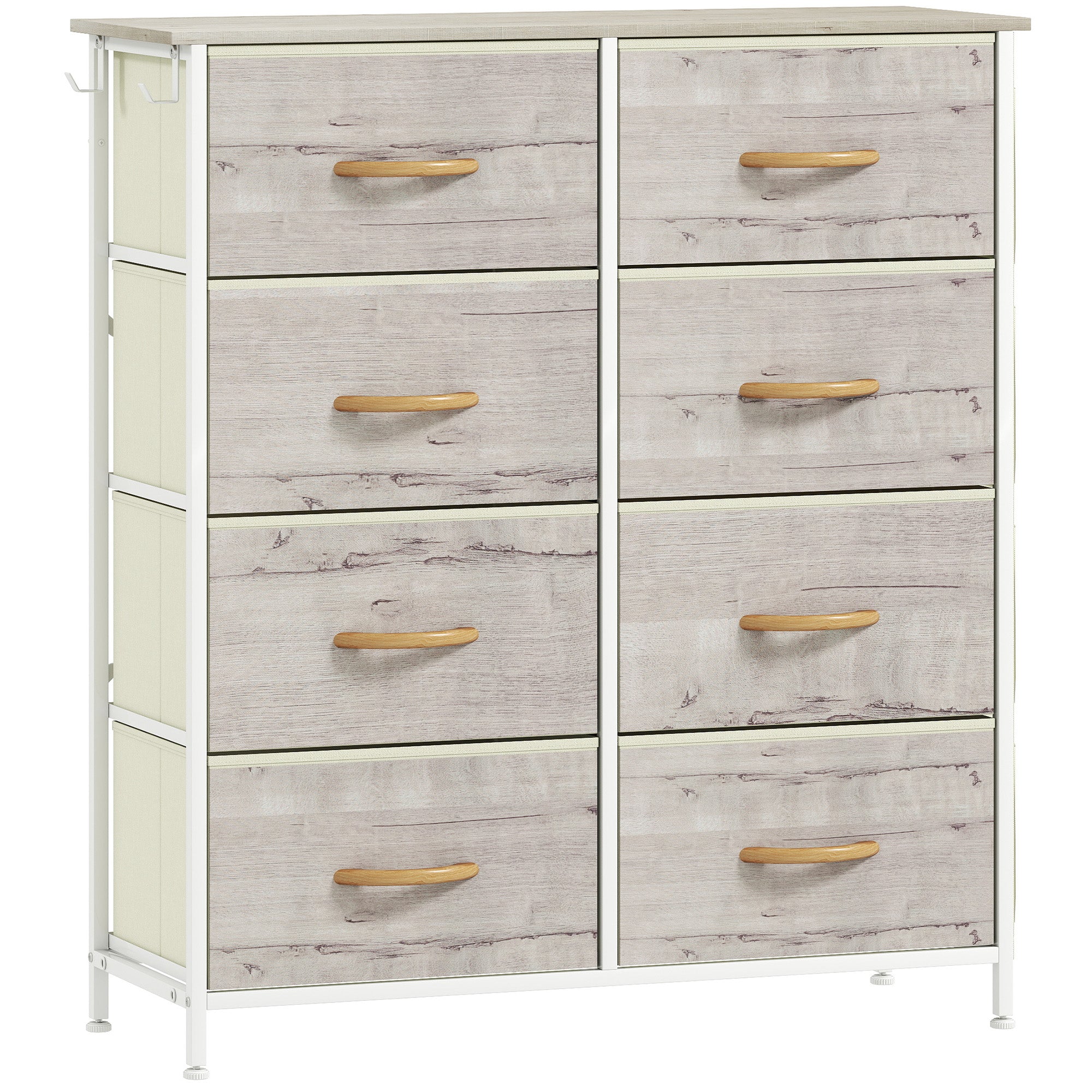 HOMCOM Chest of Eight Fabric Drawers - Natural Wood Finish