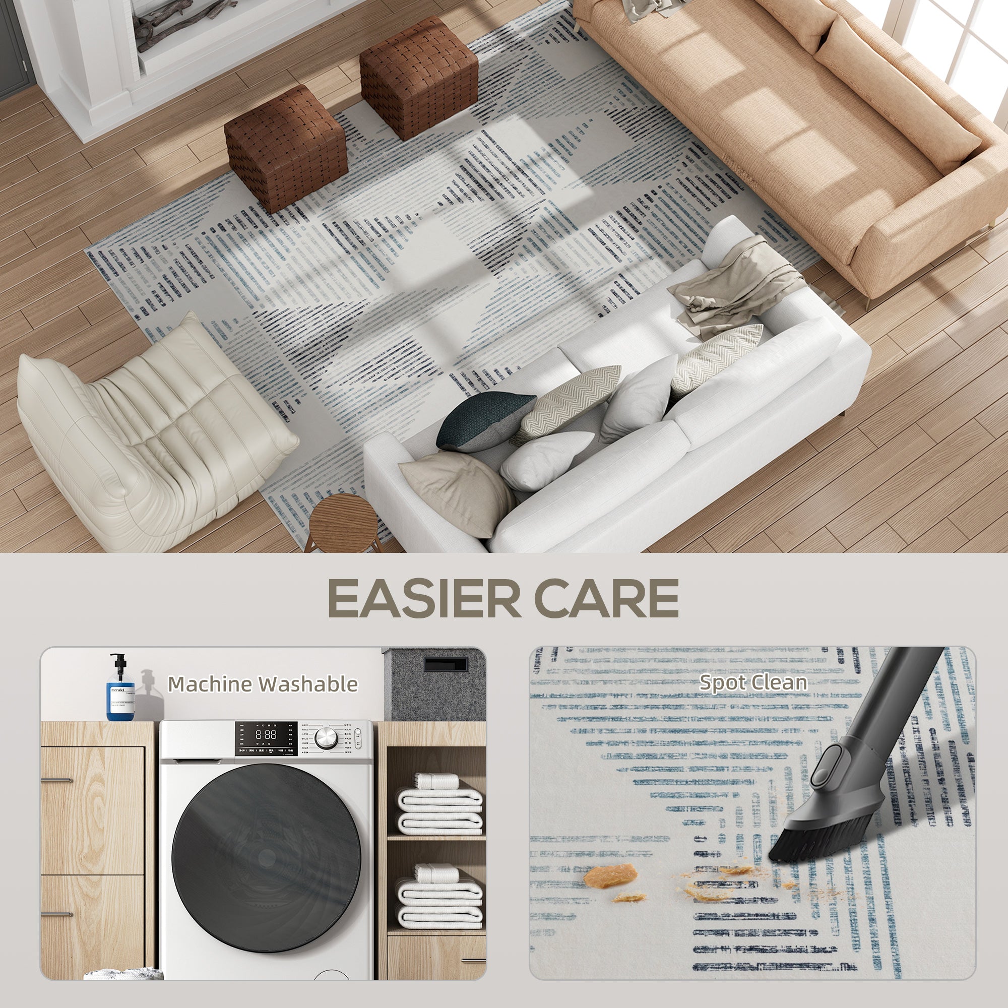 HOMCOM Modern Area Rug, Geometric Pattern Non-Slip Washable Rug, Soft Floor Carpet for Living Room, Bedroom, Dining Room, Home Office, 290 x 200 cm, Multi-Coloured