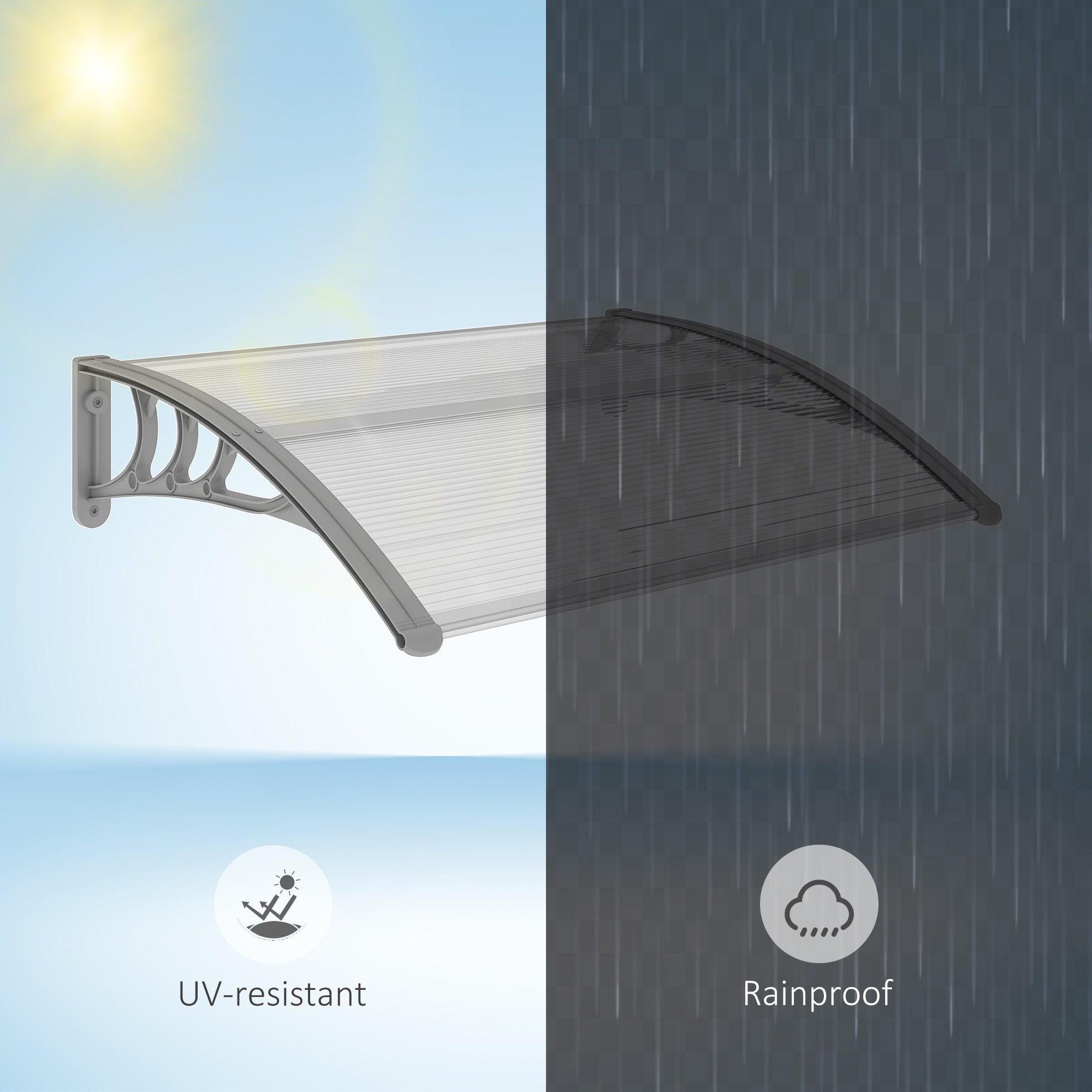 Outsunny Door Canopy Awning Outdoor Window Rain Shelter Cover for Front/Back Door Porch Clear 100 x 75cm