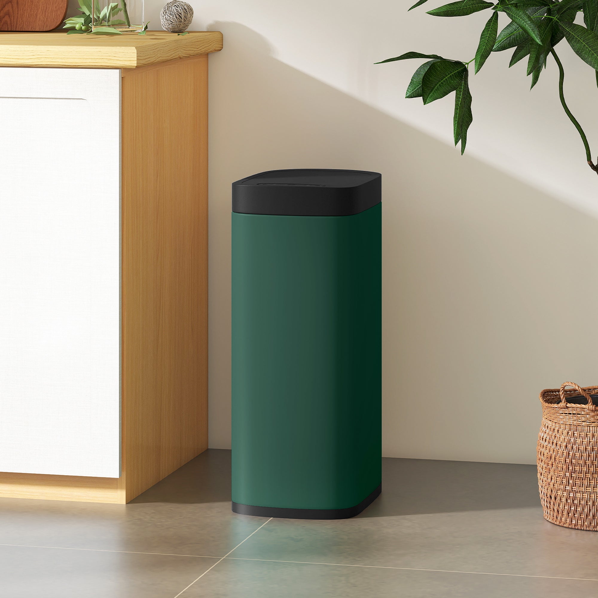 HOMCOM 50L Sensor Bin, Automatic Kitchen Bin, Manual Override, Battery Operated, Inner-Bucket-Free, for Kitchen, Bedroom