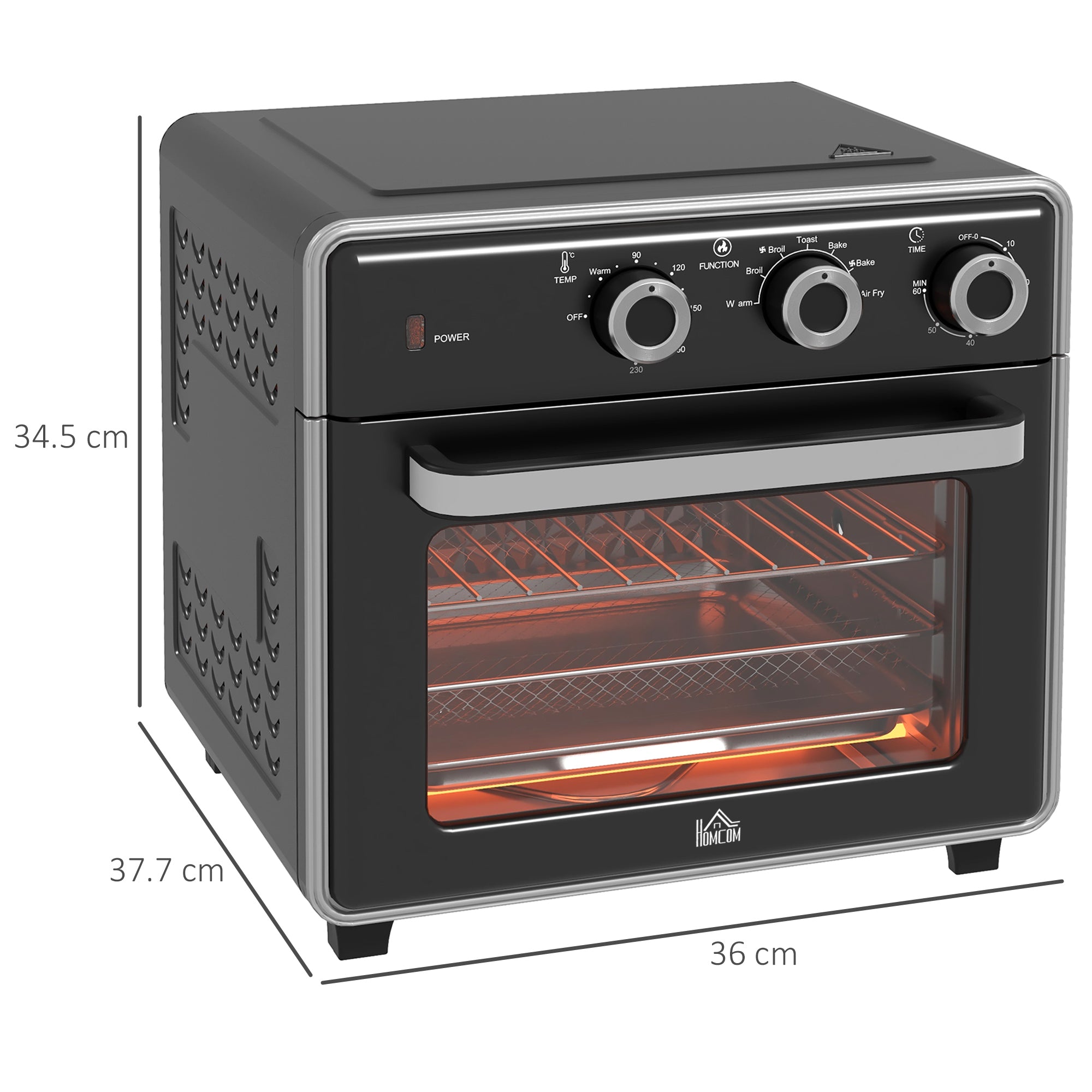 HOMCOM 20L 90-230\'e2\'84\'83 Mini Convection Oven, with Air Fry Function - Black