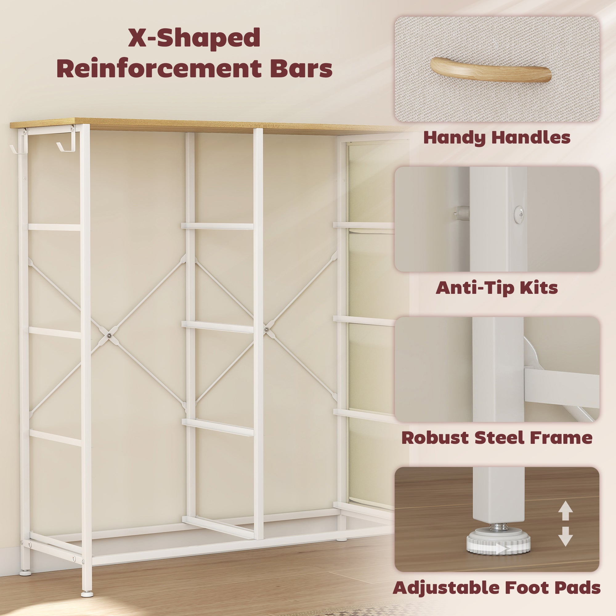 HOMCOM Chest of Eight Fabric Drawers - Beige