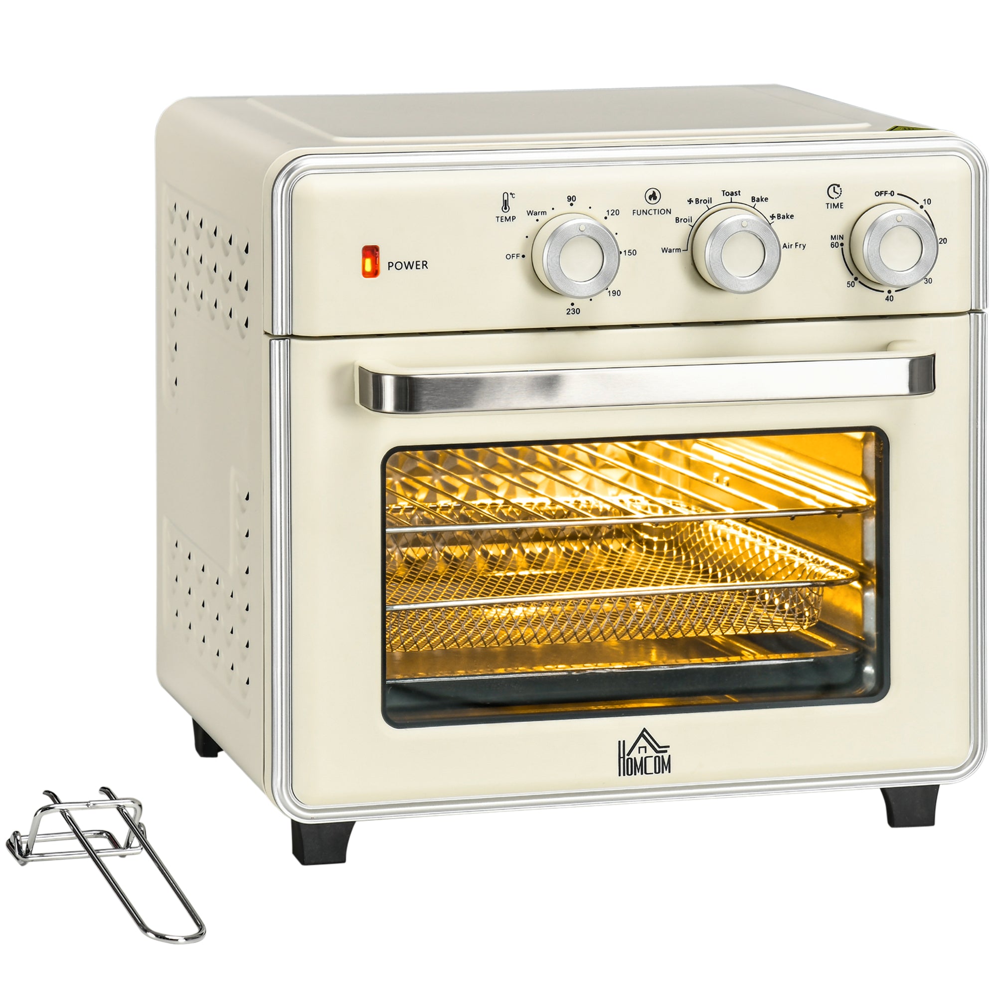 HOMCOM 20L 90-230\'e2\'84\'83 Mini Electric Oven - Cream