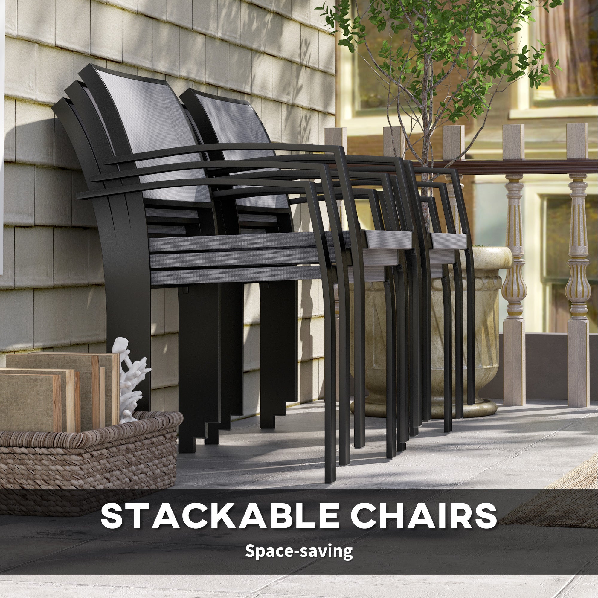 Outsunny Five-Piece Outdoor Garden Dining Set - Grey