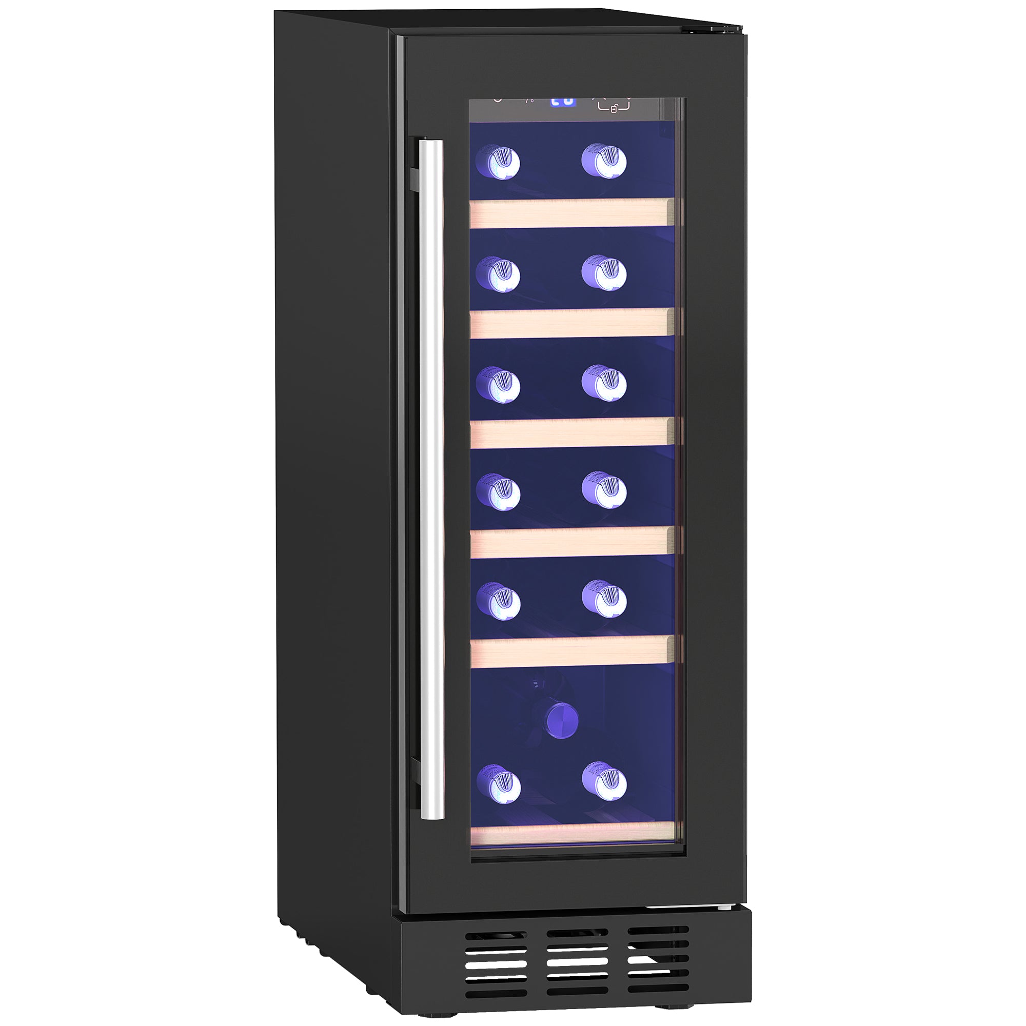 HOMCOM 19 Bottle 5-18\'e2\'84\'83 Wooden Rack Wine Fridge - Black