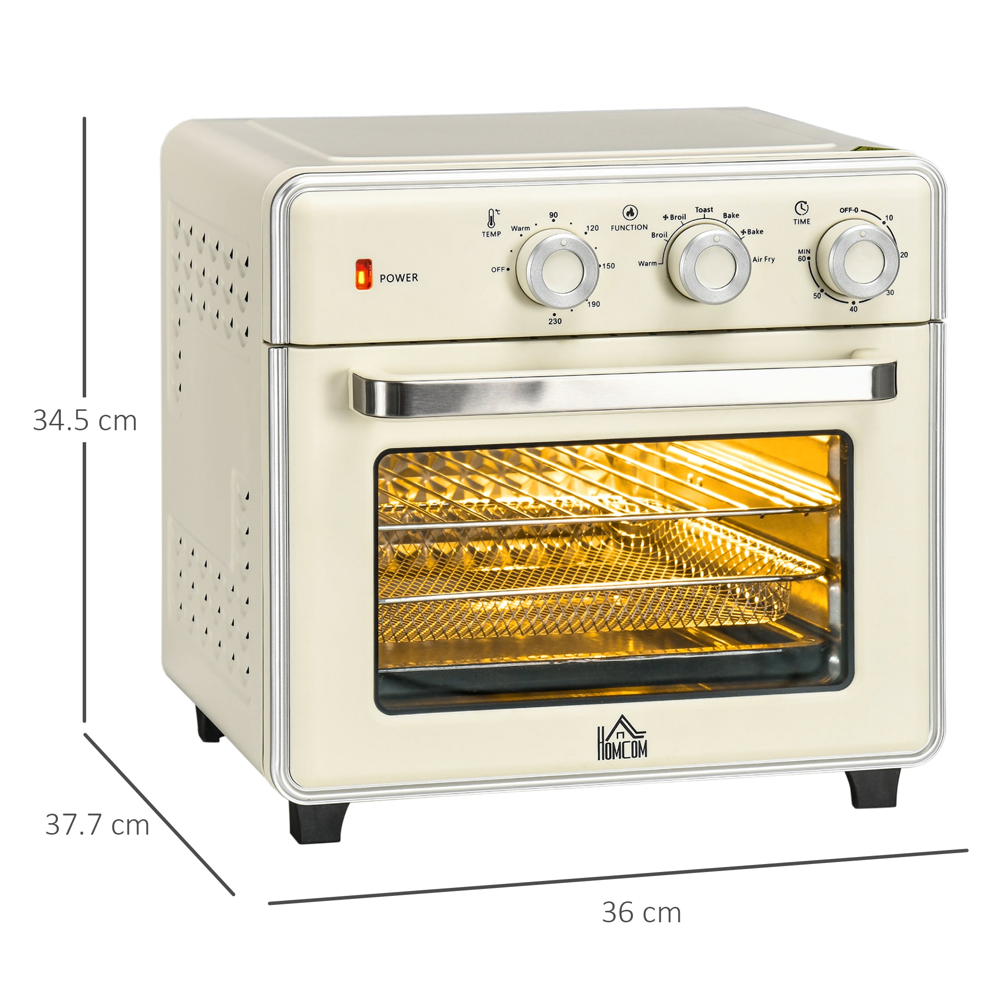 HOMCOM 20L 90-230\'e2\'84\'83 Mini Electric Oven - Cream