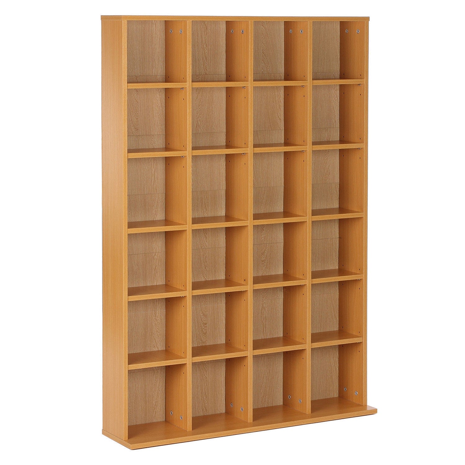 HOMCOM CD Storage Unit with Adjustable Shelves, 89 x 130.5 cm, Beech Wood Finish