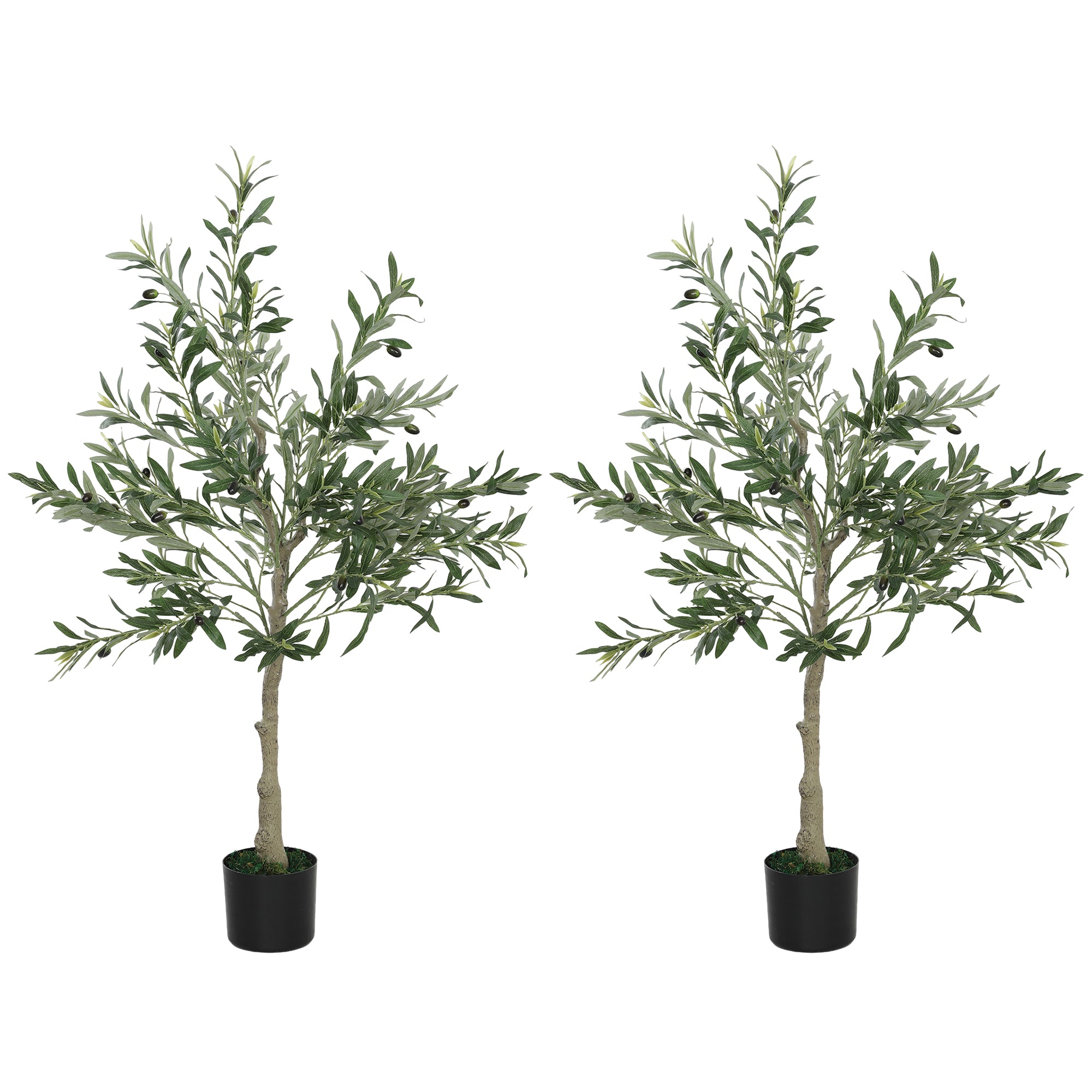 HOMCOM Set of Two Silk Leaf Artificial Olive Trees