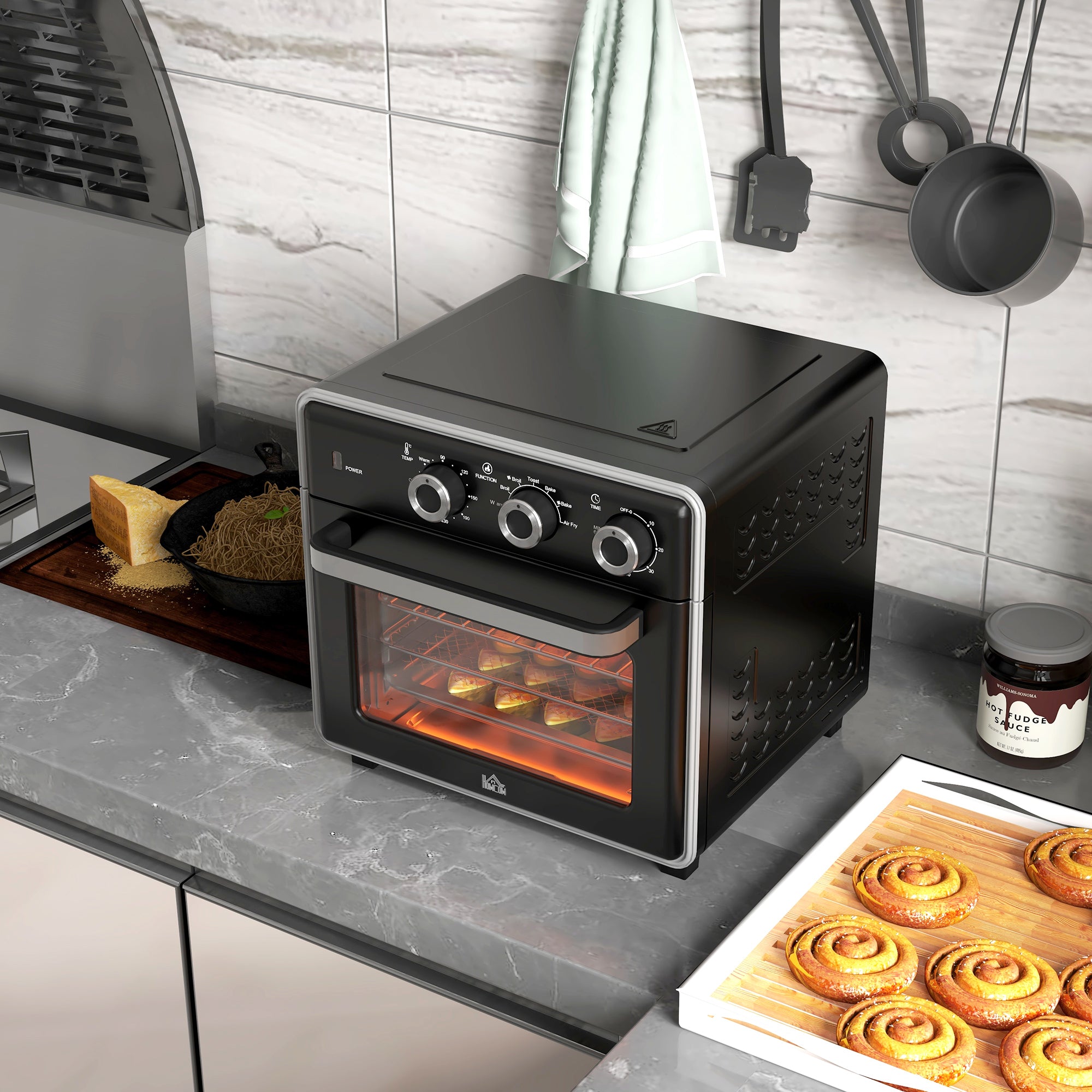 HOMCOM 20L 90-230\'e2\'84\'83 Mini Convection Oven, with Air Fry Function - Black