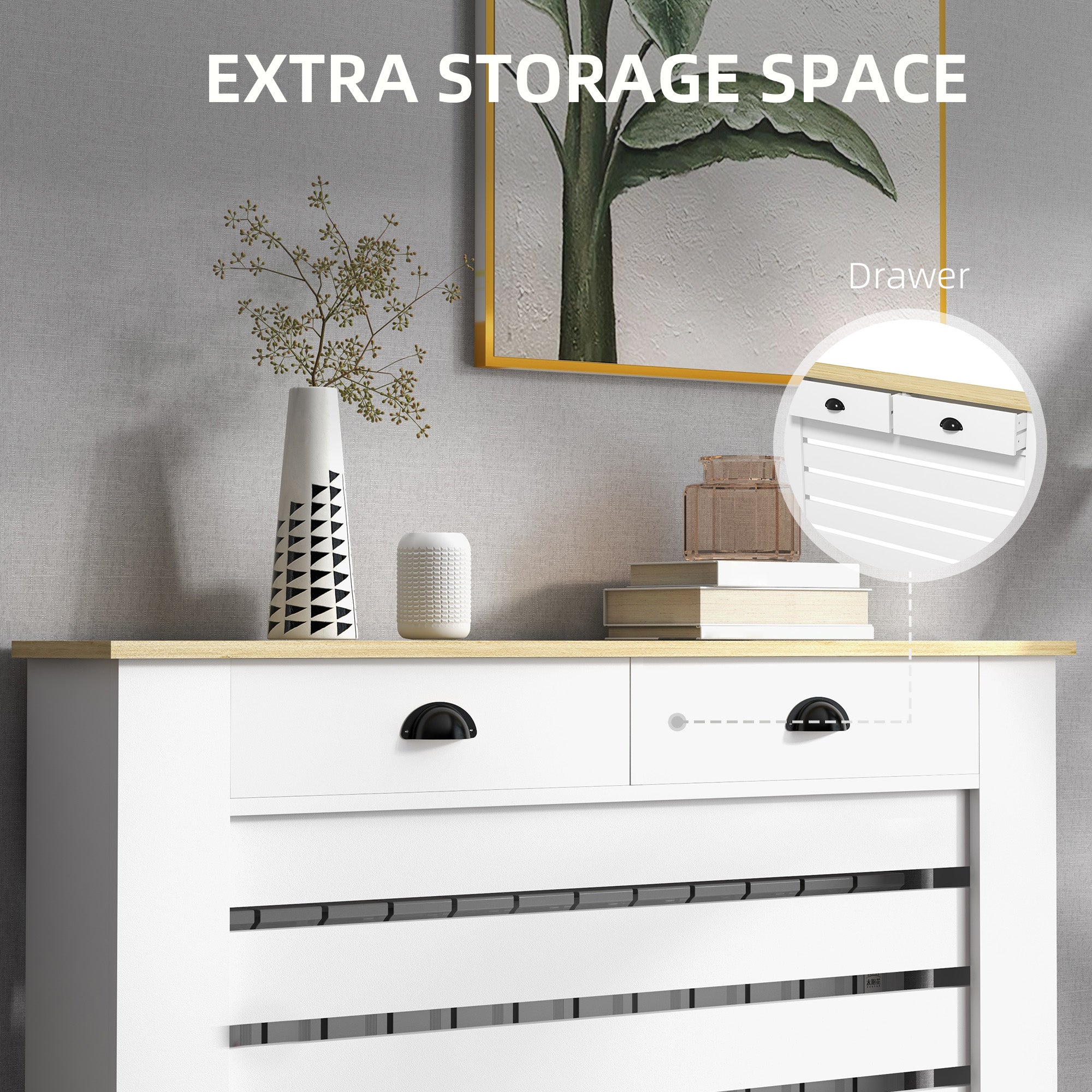 HOMCOM 95.5H x 111Wcm Radiator Cover, with Drawer - White