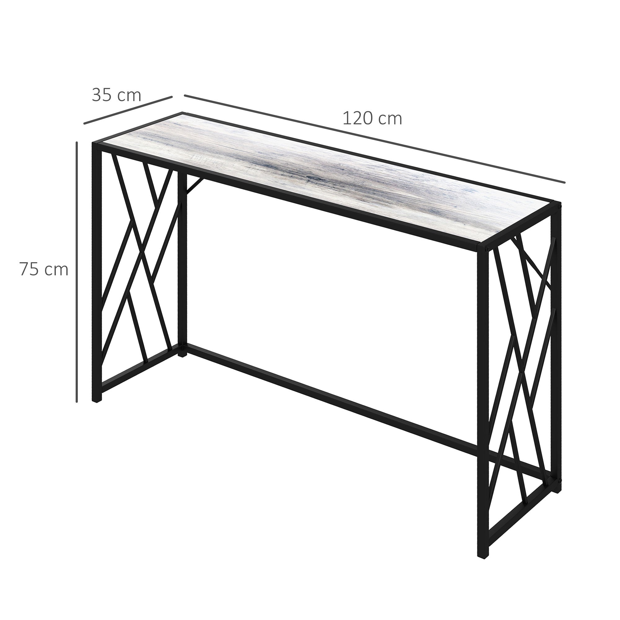 HOMCOM Console Table, Industrial Sofa Table with Metal Frame for Living Room, Hallway, 120\'c2\'a0cm, Grey