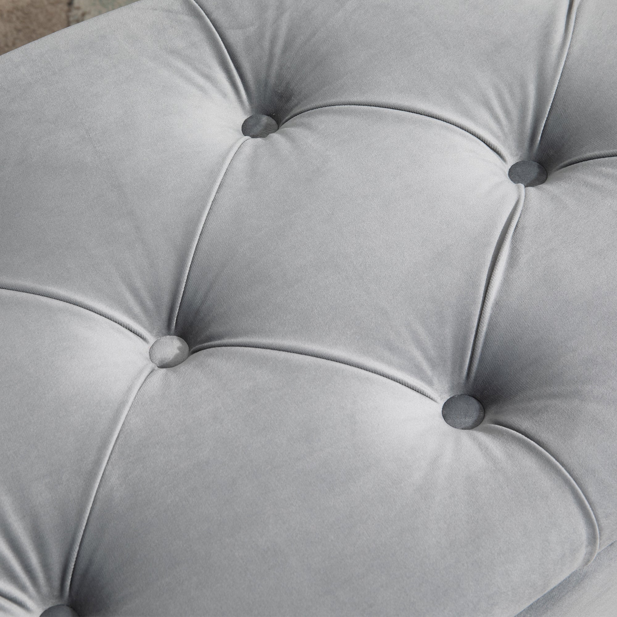 HOMCOM Semi-Circle Ottoman Storage Bench, Bed End Bench, Tufted Upholstered Window Seat Footrest Stool with Rubberwood Legs for Bedroom & Entryway, 120 x 46 x 42 cm, Light Grey