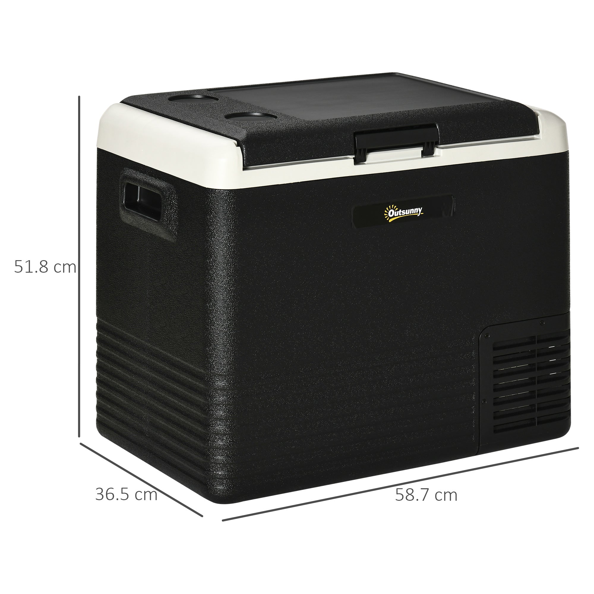 Outsunny 50L Car Refrigerator, Portable Compressor Car Fridge Freezer, Electric Cooler Box with 12/24V DC and 110-240V AC for Camping, Driving, Picnic, Down to -20\'e2\'84\'83