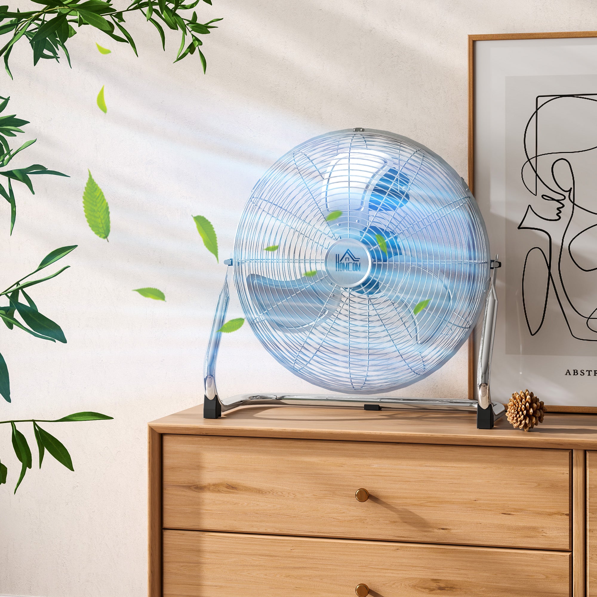 HOMCOM Metal Desk Fan with 3 Speeds & 120° Adjustable Tilt - Silver