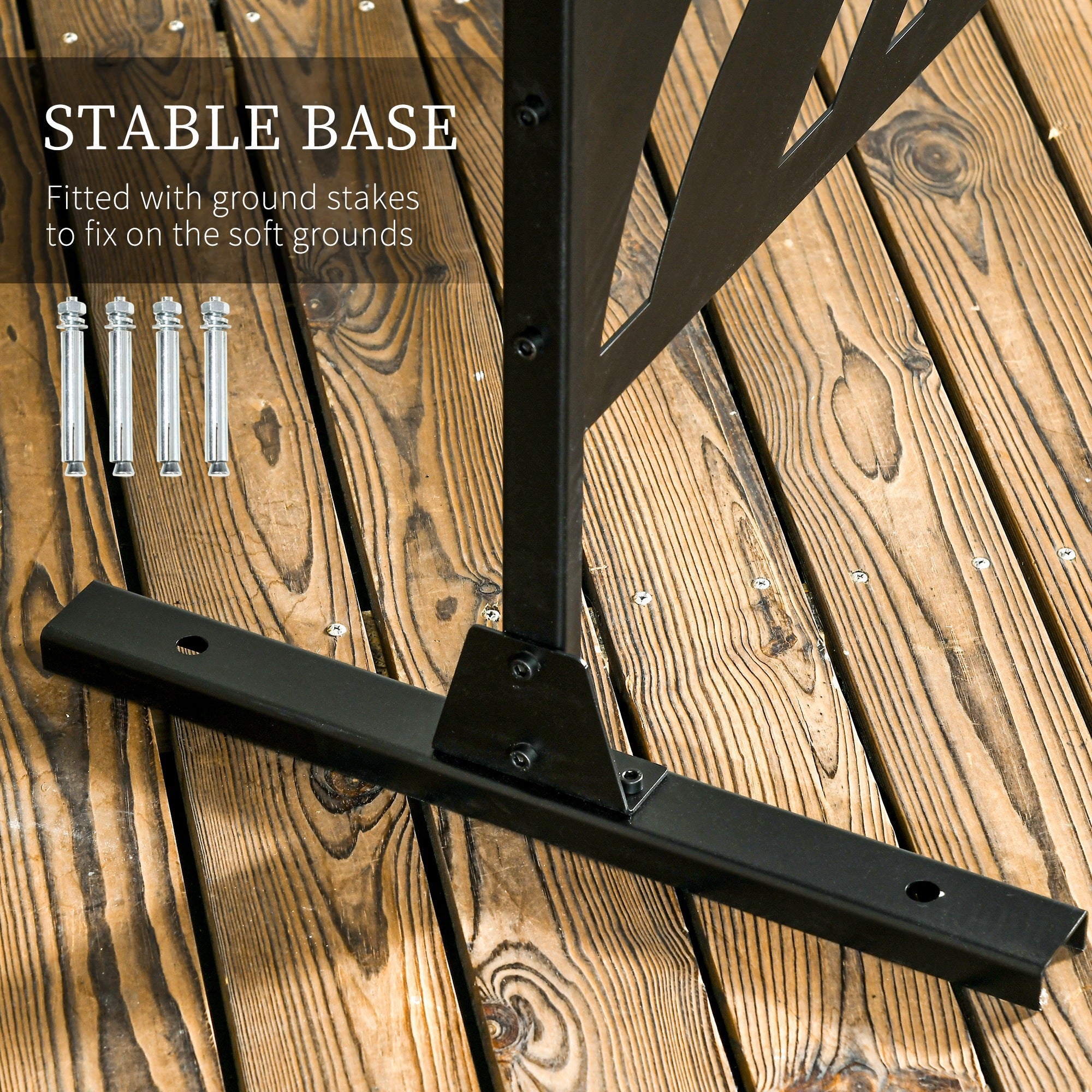 Outsunny Freestanding Outdoor Privacy Screen, Decorative Metal Garden Divider with Stand for Deck, Pool, 48" x 78" Black