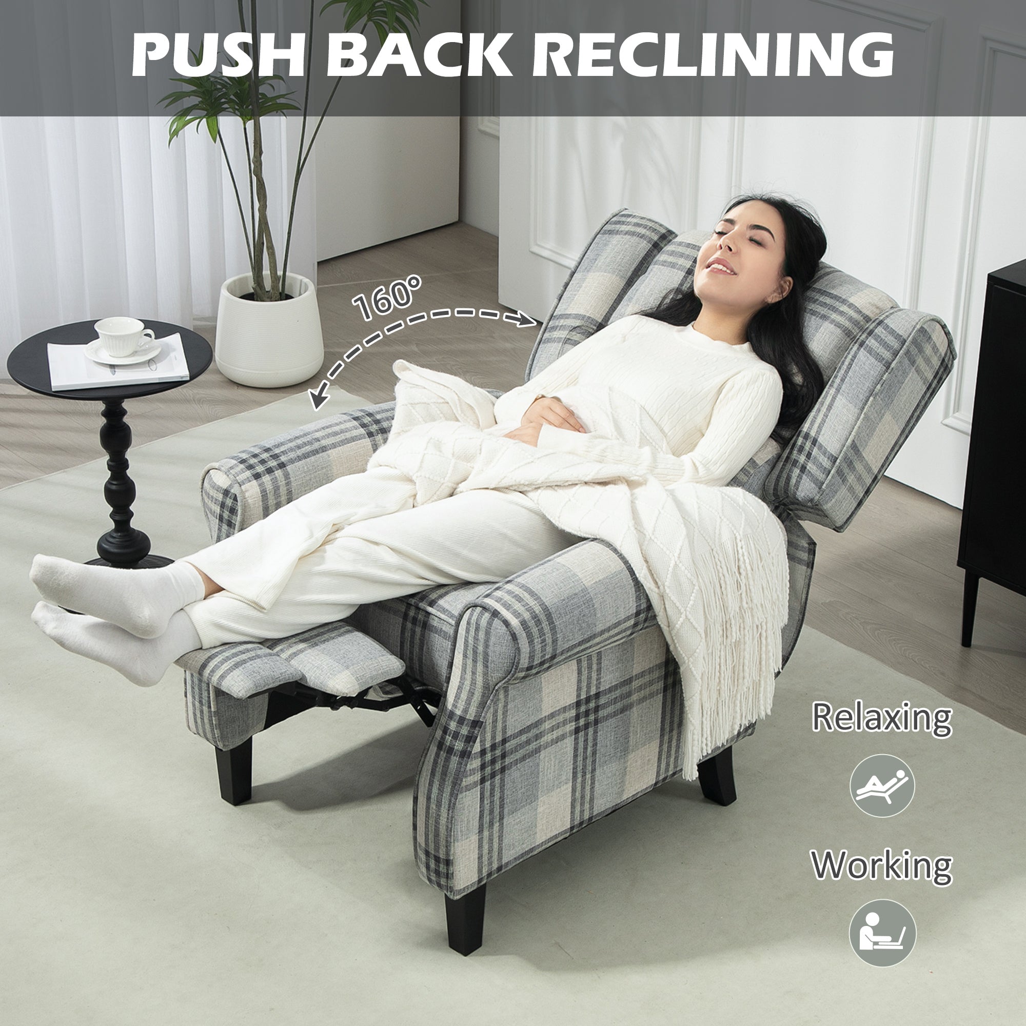 HOMCOM 160\'c2\'b0 Reclining Armchair, with Footrest - Grey