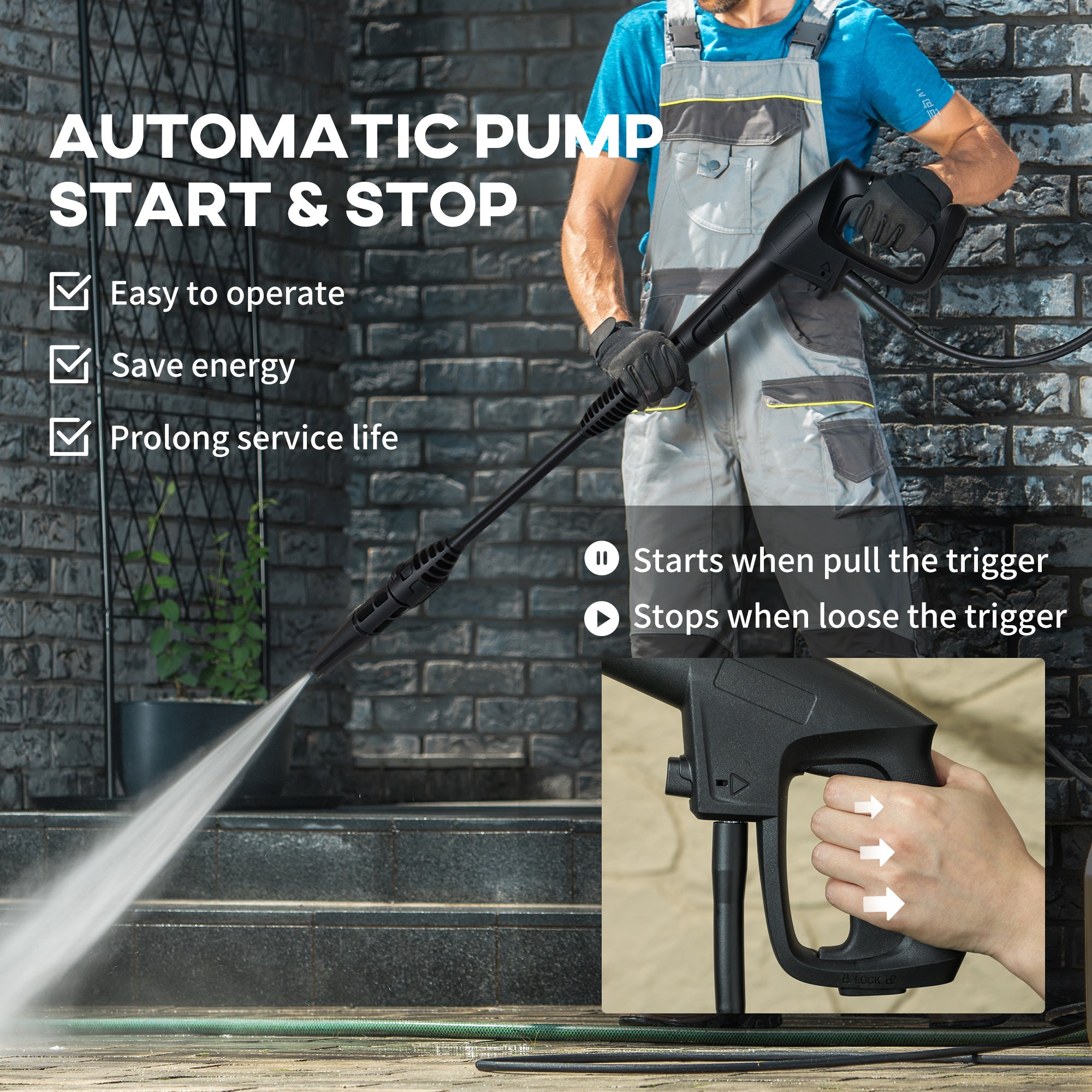 DURHAND 1800W High\'c2\'a0Pressure\'c2\'a0Washer, 150 Bar Pressure, 510 L/h Flow, High-Performance Portable Power Washer Jet Wash Cleaner with 6M Hose, Snow Foam Bottle for Garden, Car, Furniture, Yellow