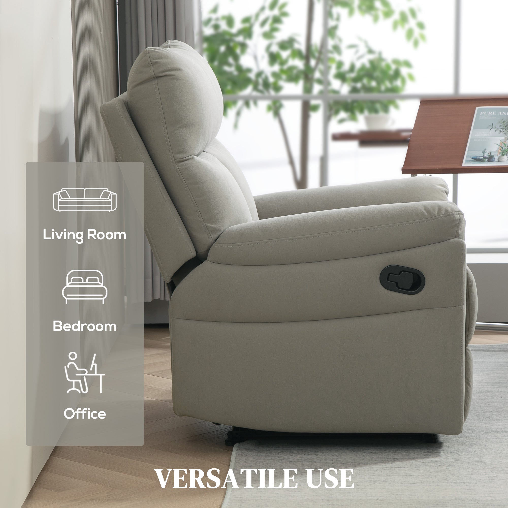 HOMCOM 140\'c2\'b0 Manual Reclining Armchair, with Footrest - Grey