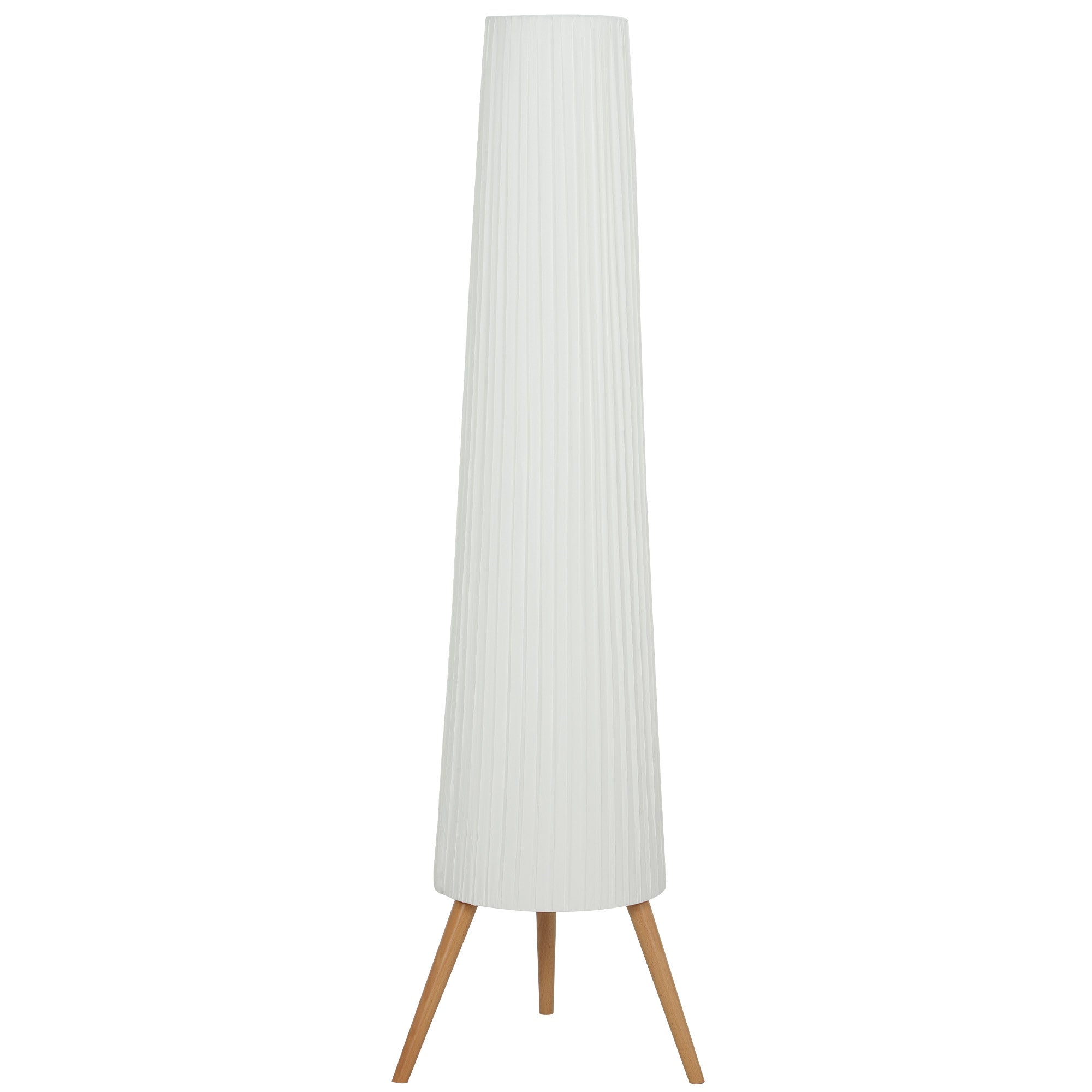 HOMCOM Dimmable Tripod Floor Lamp with Foot Switch, Nordic Standing Lamp with Fabric Shade, 153cm, White, White and Natural