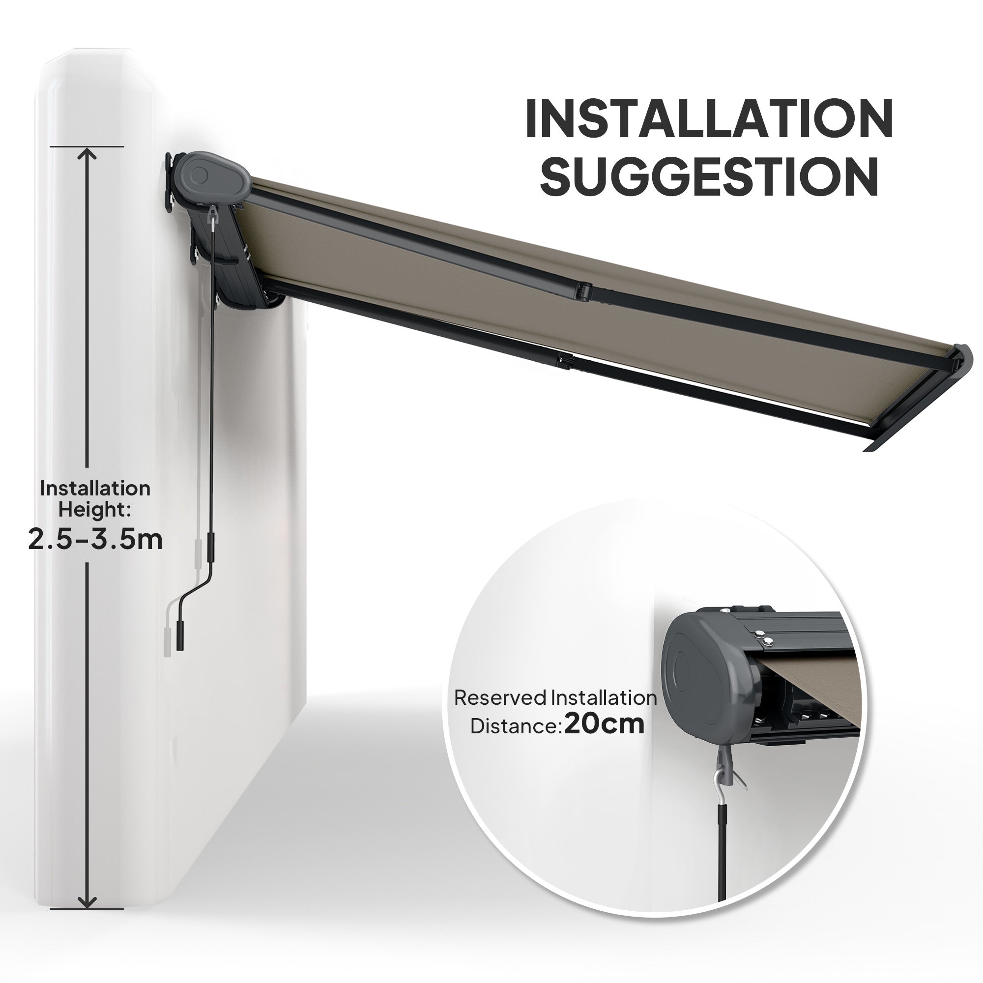 Outsunny 4 x 3(m) Full Cassette Electric Awning with Remote Controller, Aluminium Frame DIY Retractable Garden Awning, UV50+ Sun Shade Canopy for Deck Door Window, Light Grey