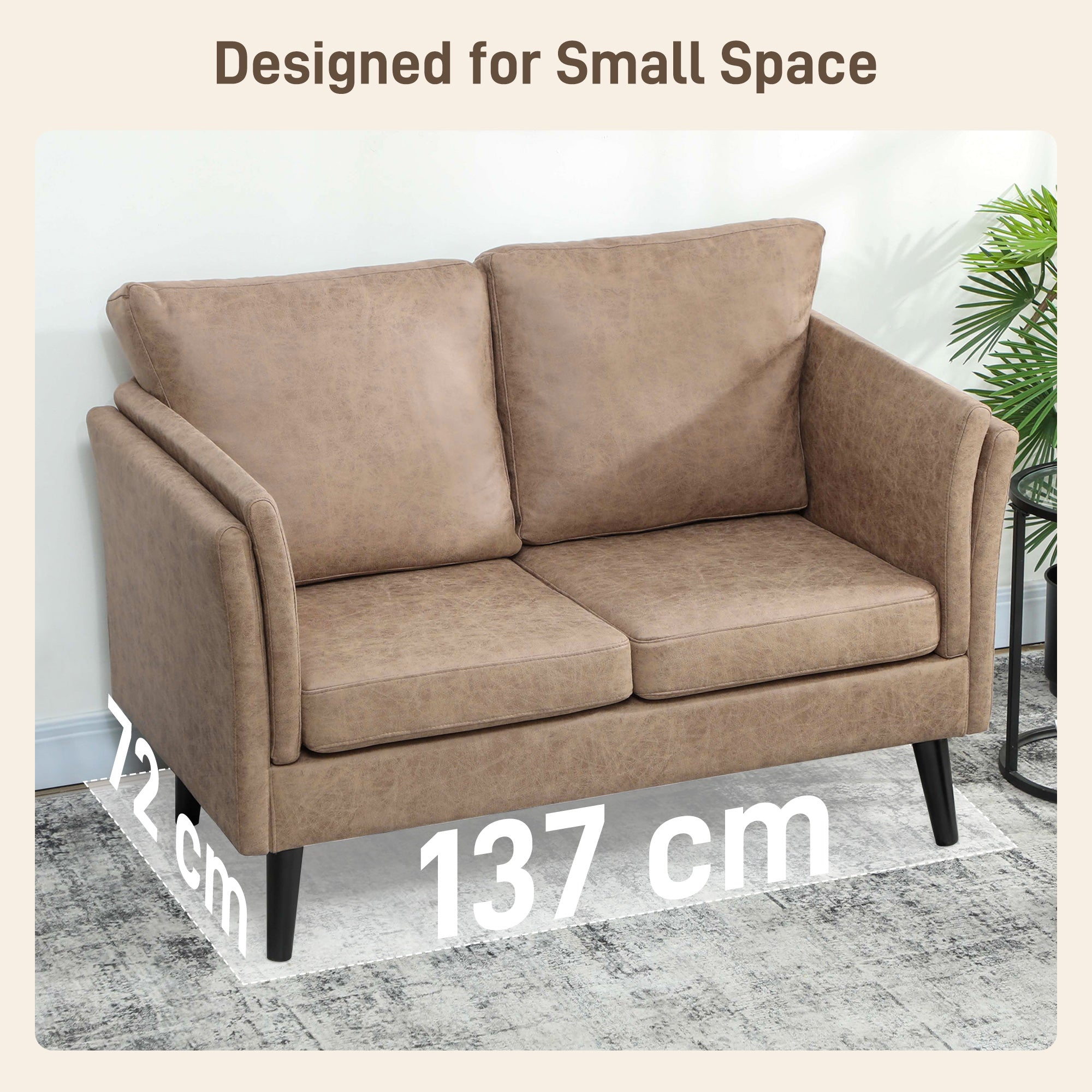 HOMCOM Two-Seater Leathaire Sofa - Light Brown