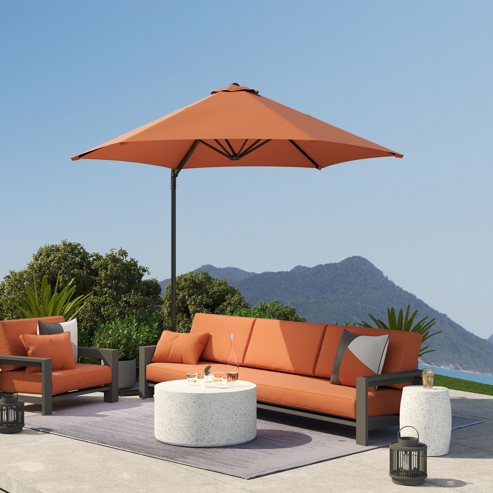 Outsunny 2.5m Rotating Cantilever Parasol - Orange