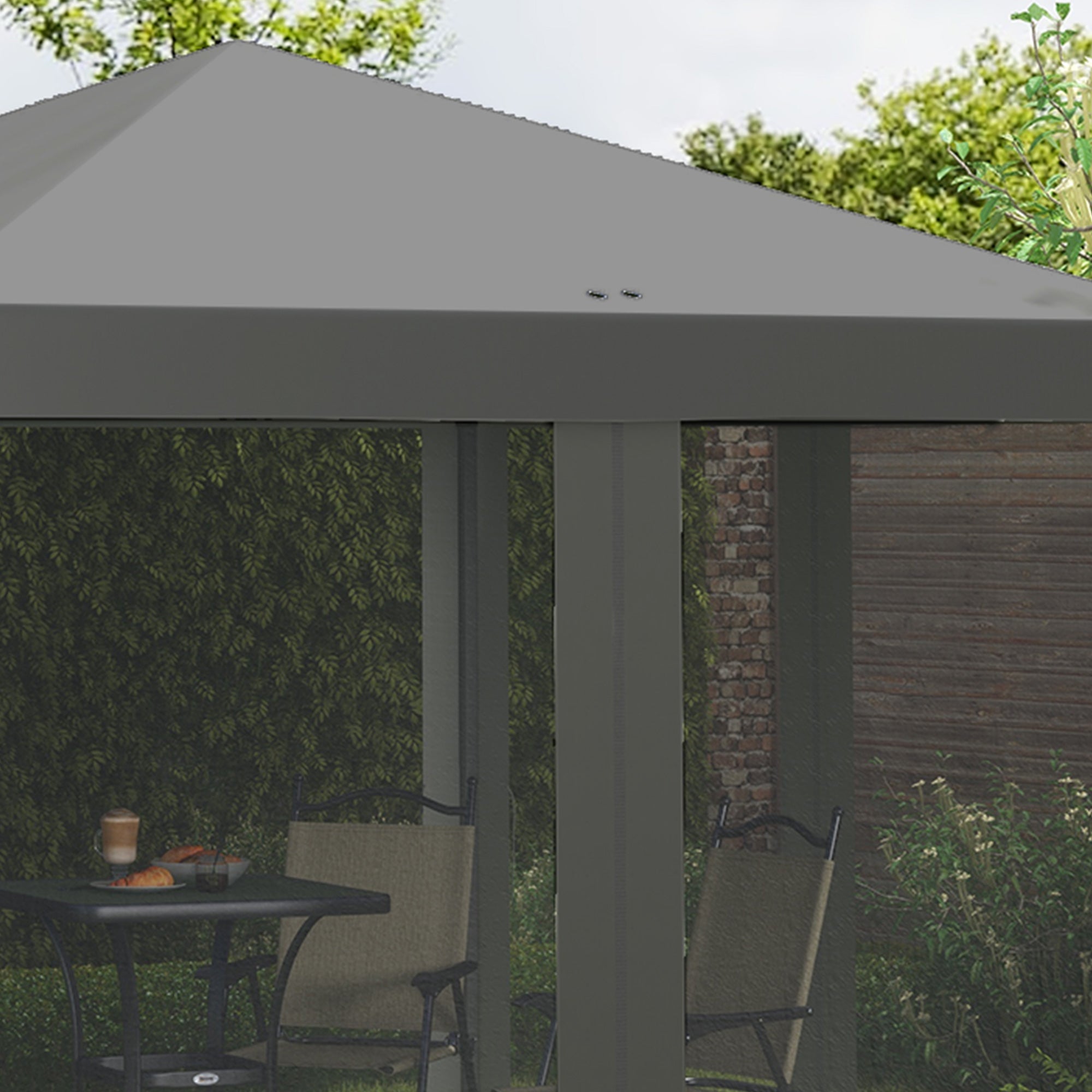Outsunny 3 x 3\'c2\'a0m Pop Up Gazebo, 420D Garden Tent Canopy with Removable Mesh Sidewall Netting, Carry Bag for Garden Patio Outdoor, Light Grey