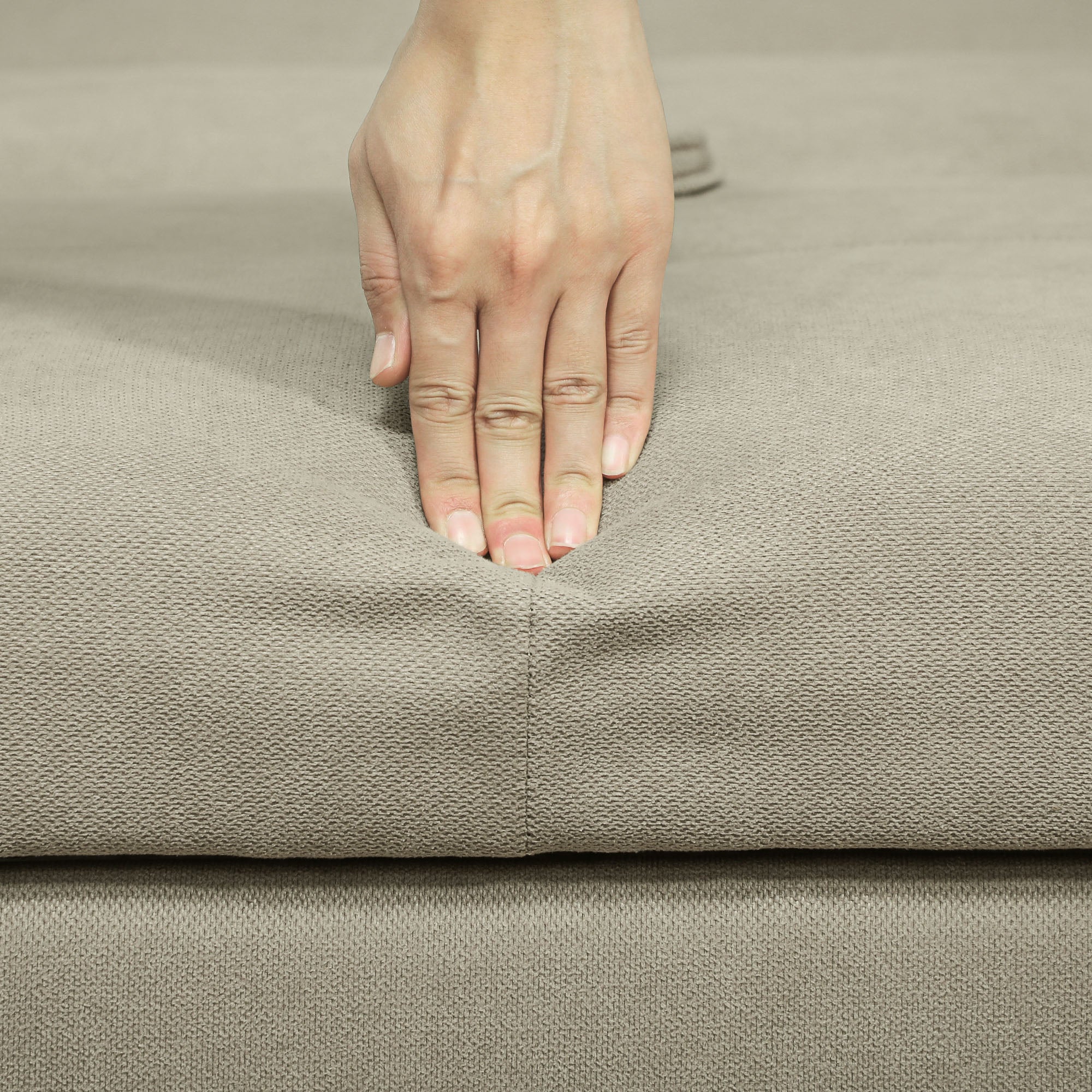 HOMCOM 2 Seater Sofa Bed, Convertible Bed Settee, Modern Fabric Loveseat Sofa Couch with 2 Cushions, Hidden Storage for Living Room, Guest Room, Light Brown