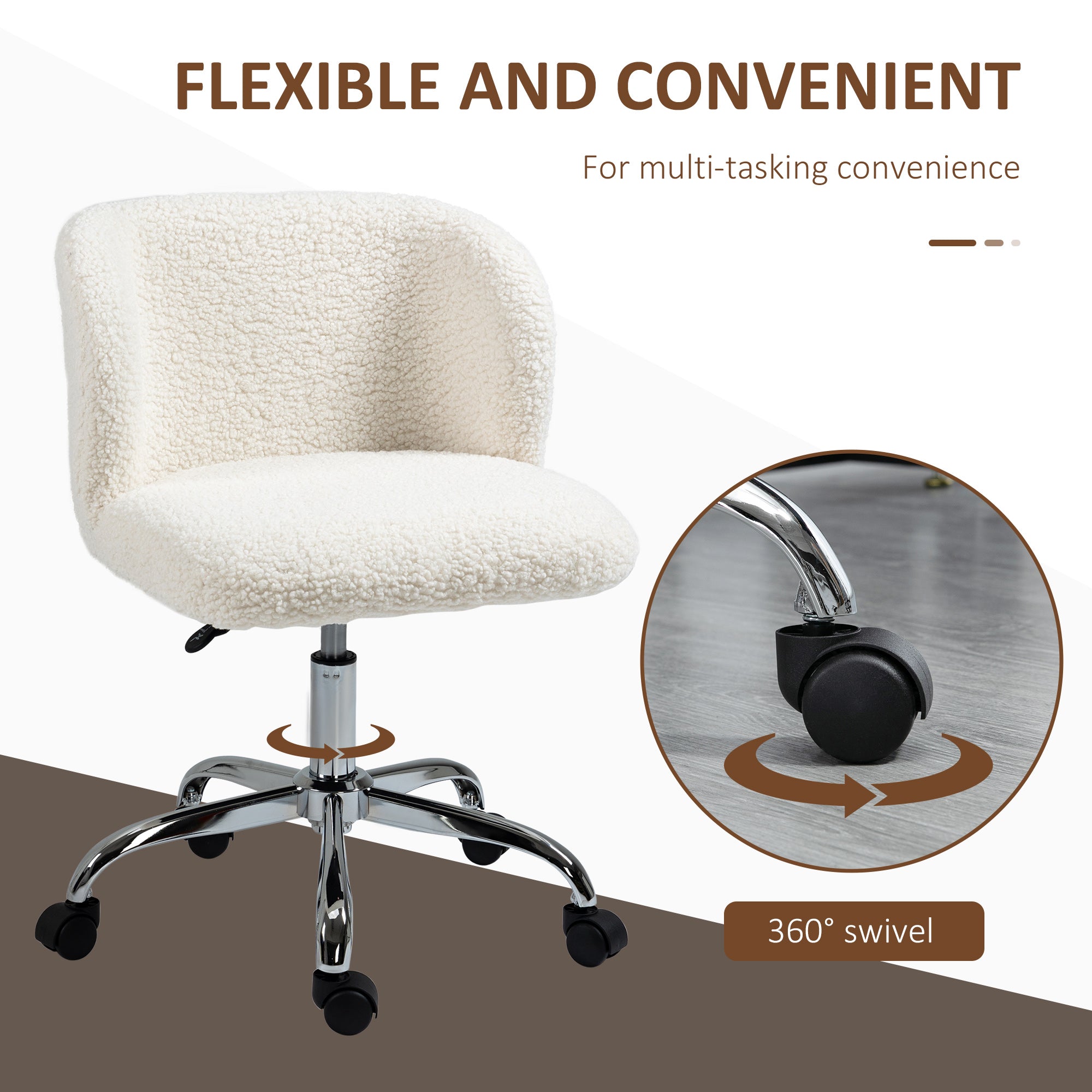 HOMCOM Office Chair with Adjustable Height and Wheels - White