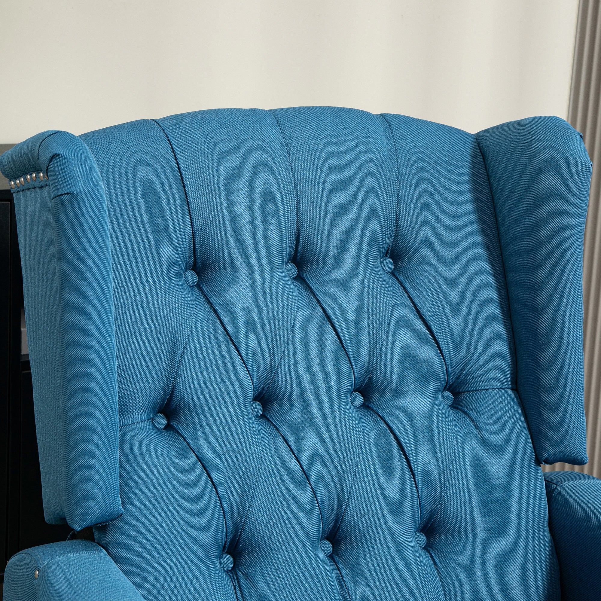 HOMCOM 150\'c2\'b0 Reclining Vintage Armchair, with footrest - Blue
