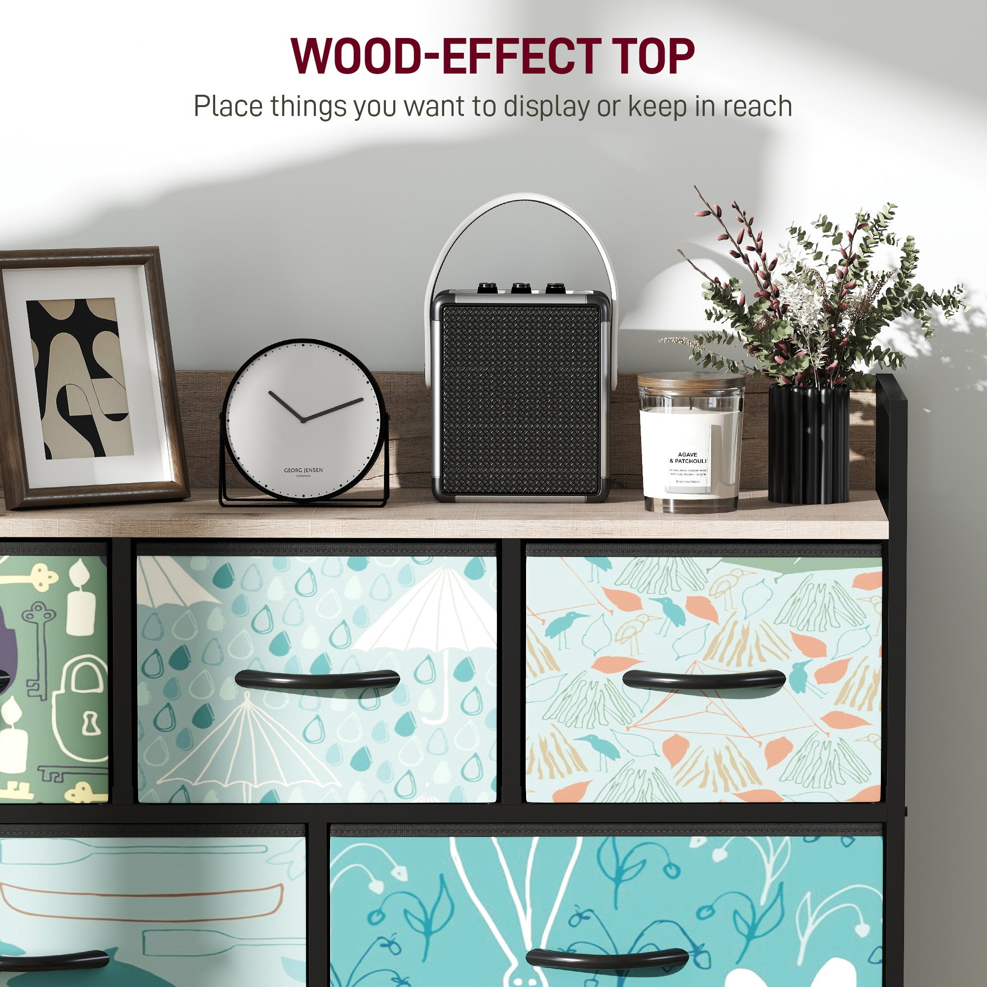 HOMCOM 7-Drawer Chest of Drawers - Blue