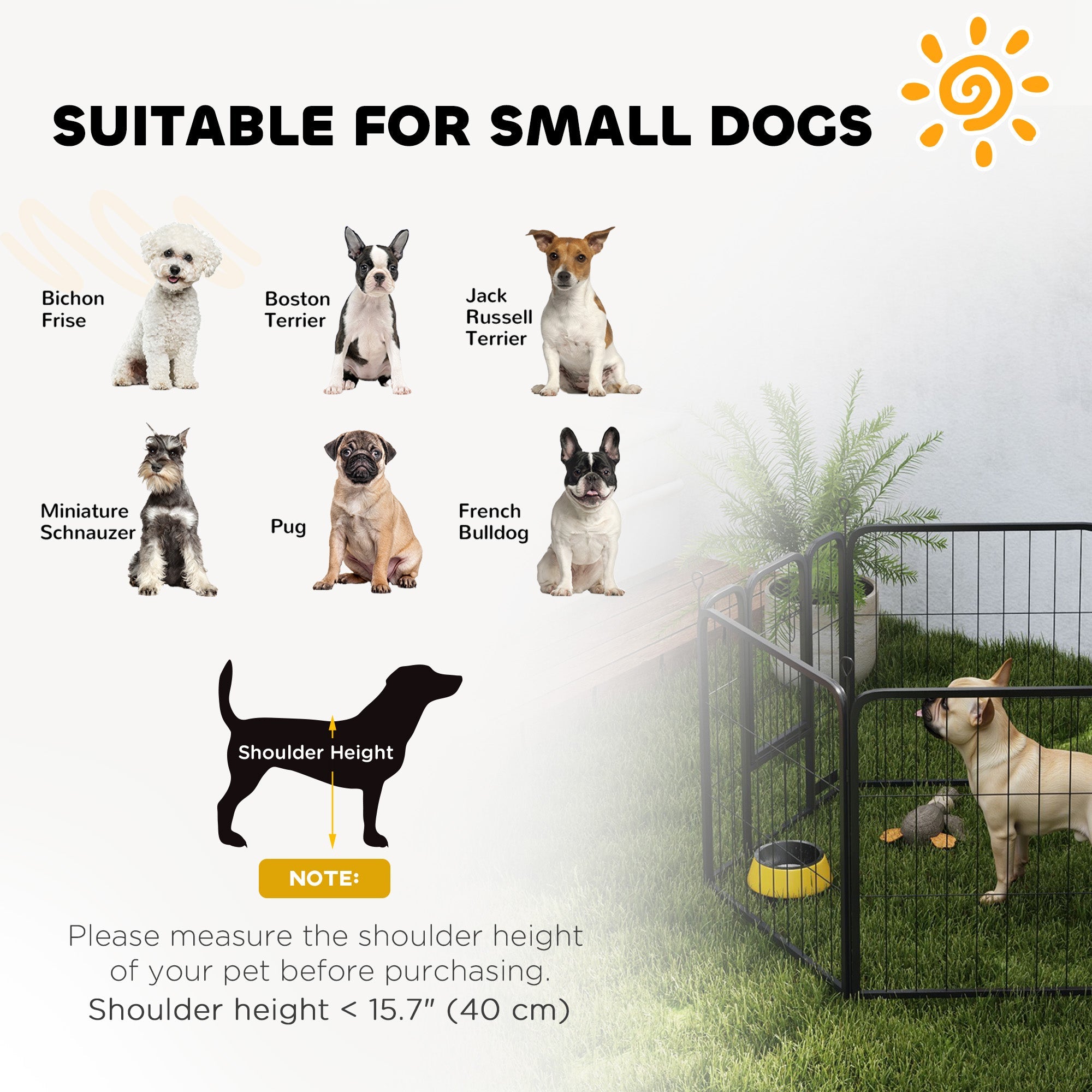 PawHut 6 Panels Heavy Duty Dog Playpen with Secure Door, for Indoor Outdoor, for Garden, Camping, 60cm High
