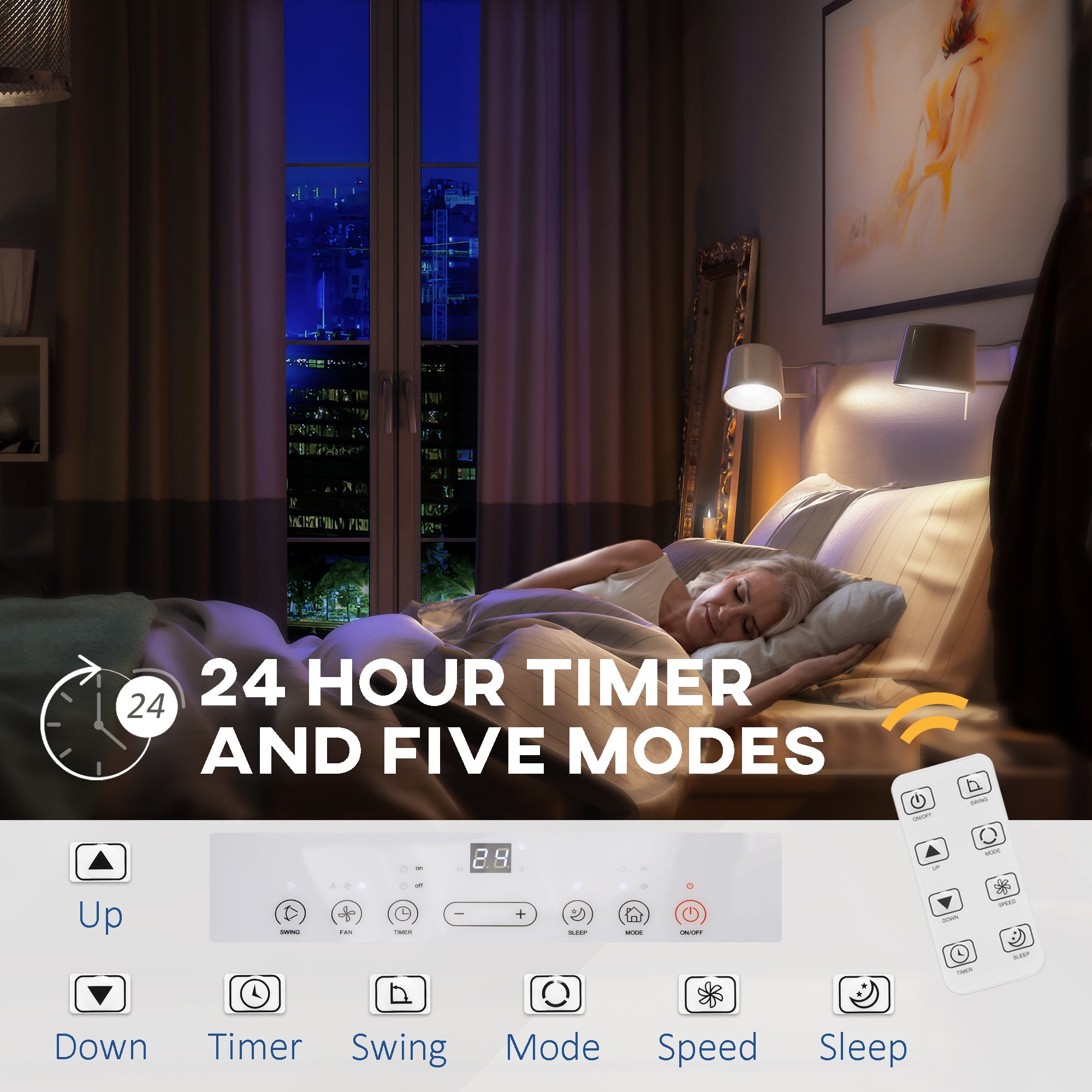 HOMCOM 12000 BTU Air Conditioning Unit, 3-in-1 Portable Air Conditioner, Dehumidifier, Cooling Fan with 3 Speeds, Remote Control, LED Display, 24H Timer, Window Venting Kit, Children Lock, 25m\'c2\'b2