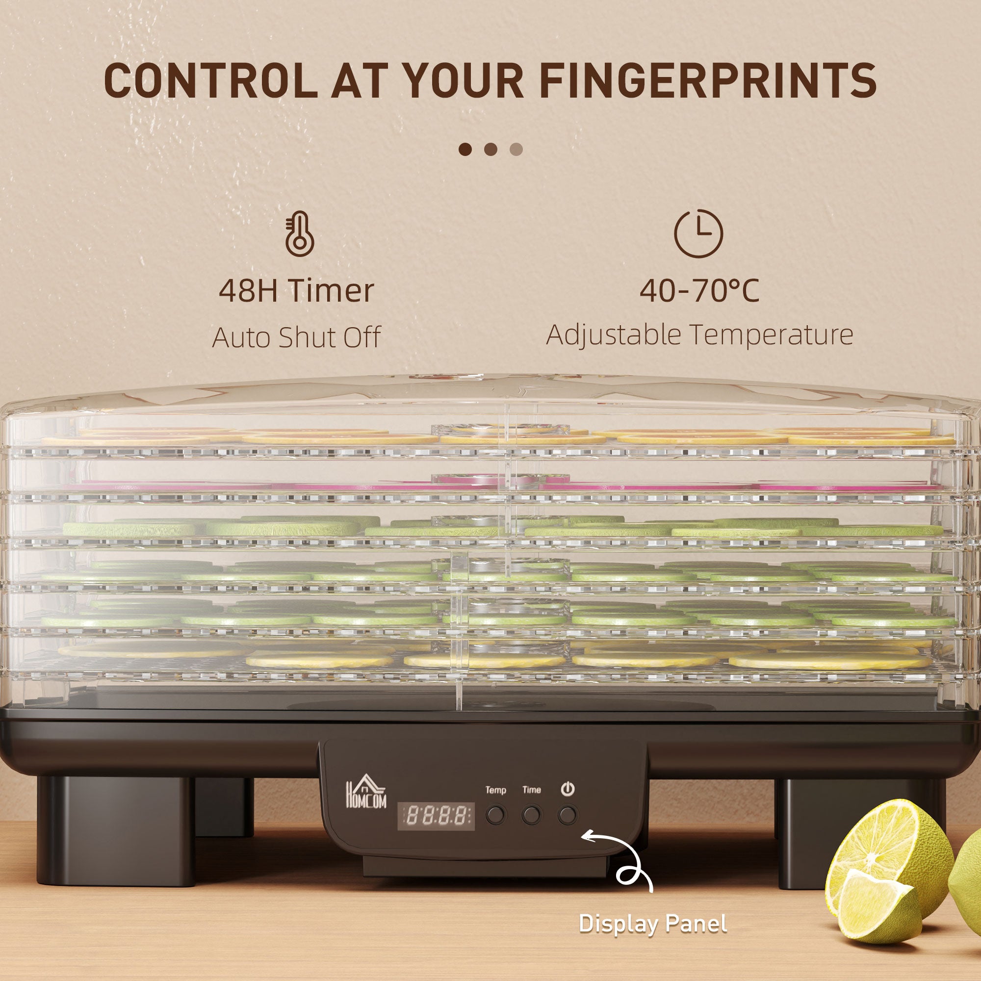 HOMCOM 40-70\'e2\'84\'83 Six-Tray Food Dehydrator - Black