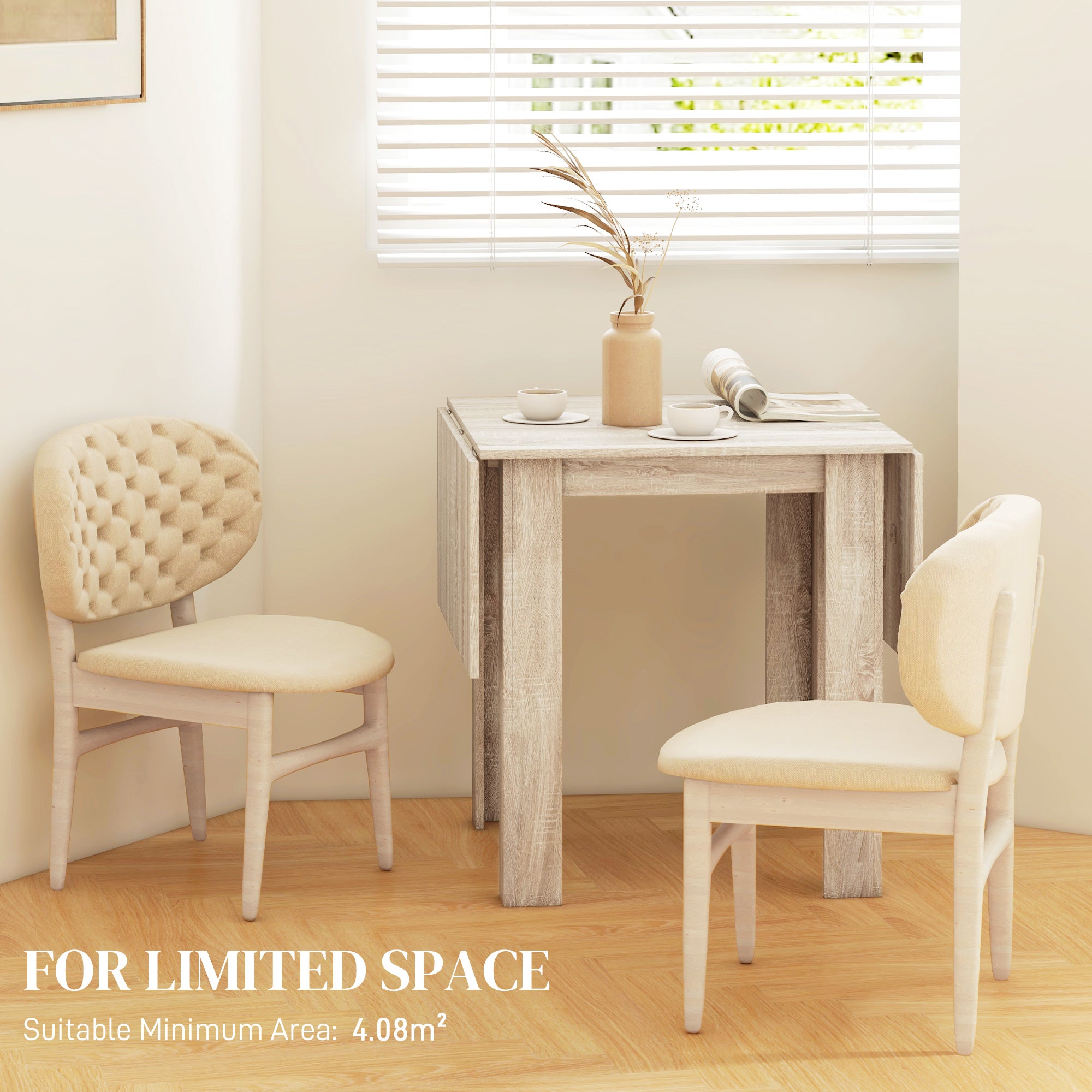 HOMCOM Four-Seater Drop Leaf Dining Table - Wood Effect
