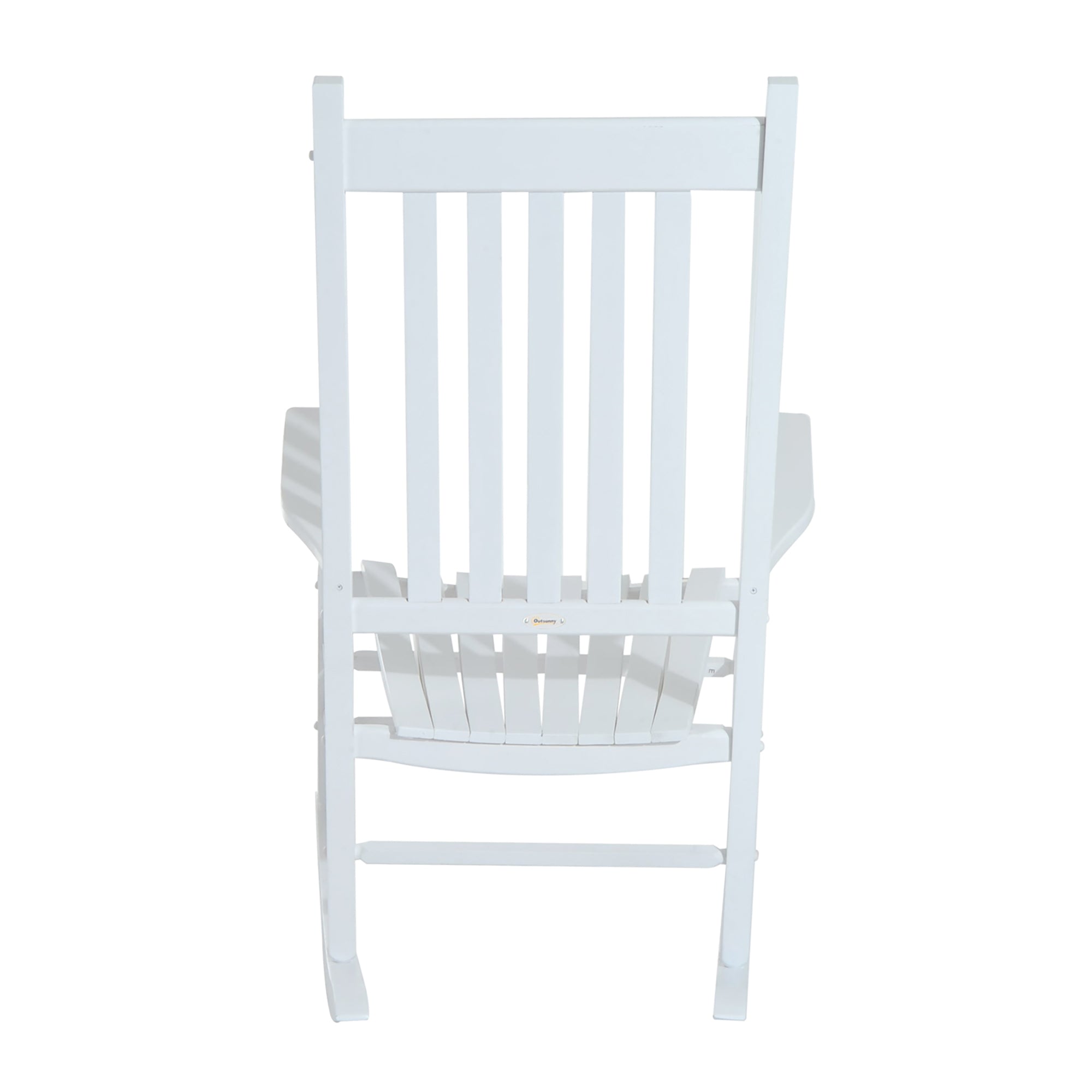 Outsunny Outdoor Porch Rocking Chair Armchair Wooden Patio Rocker Balcony Deck Garden Seat White