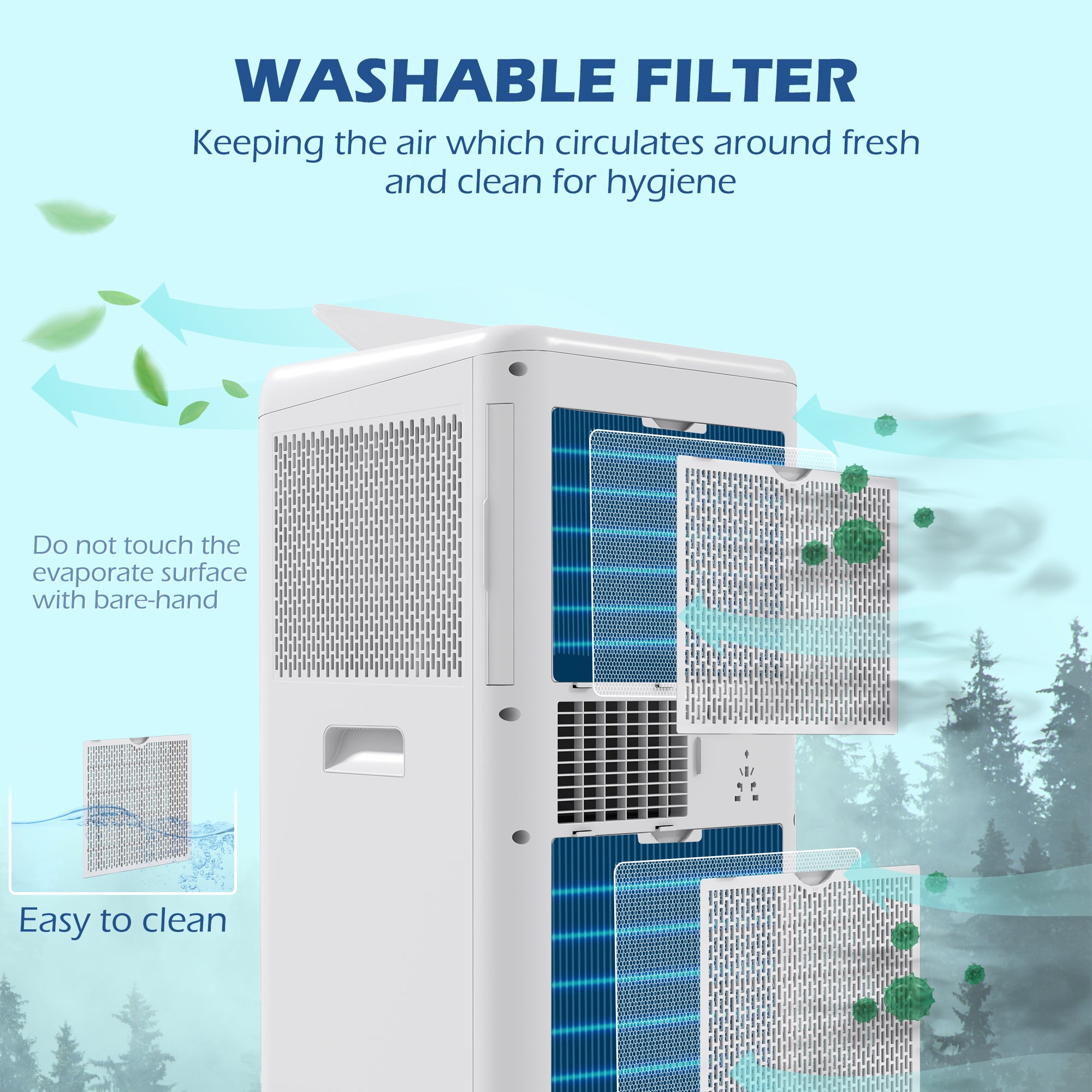 HOMCOM 12000 BTU Mobile Air Conditioner for Room up to 28m\'c2\'b2, with Dehumidifier, Auto & Sleep Mode, 24H Timer, Wheels