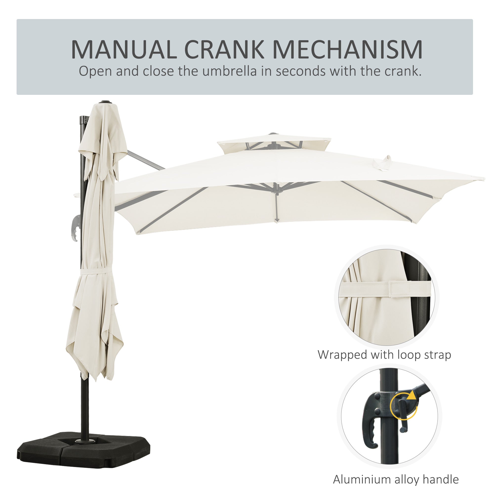 Outsunny Steel Frame Outdoor Roma Cantilever Umbrella