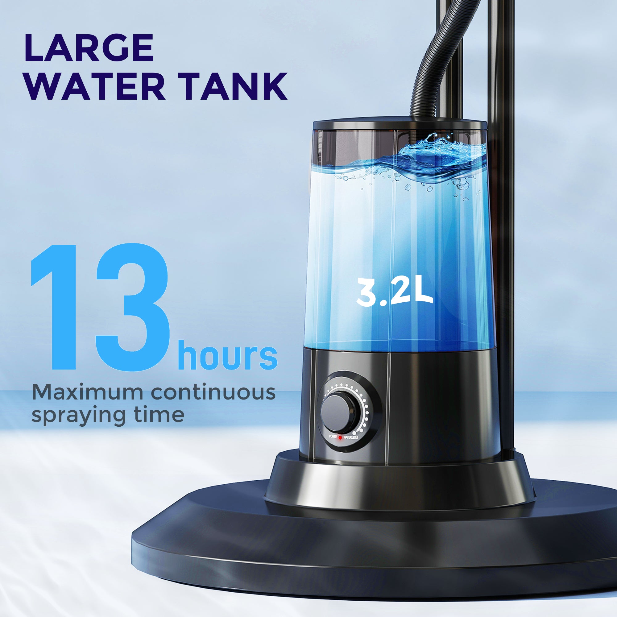 HOMCOM Pedestal Fan with Water Mist Spray, Spray Misting Fan with 70° Oscillation, Tilt Head, 4 Speeds, 3 Modes, Adjustable Mist, 3.2L Water Tank, for Home, 120 cm